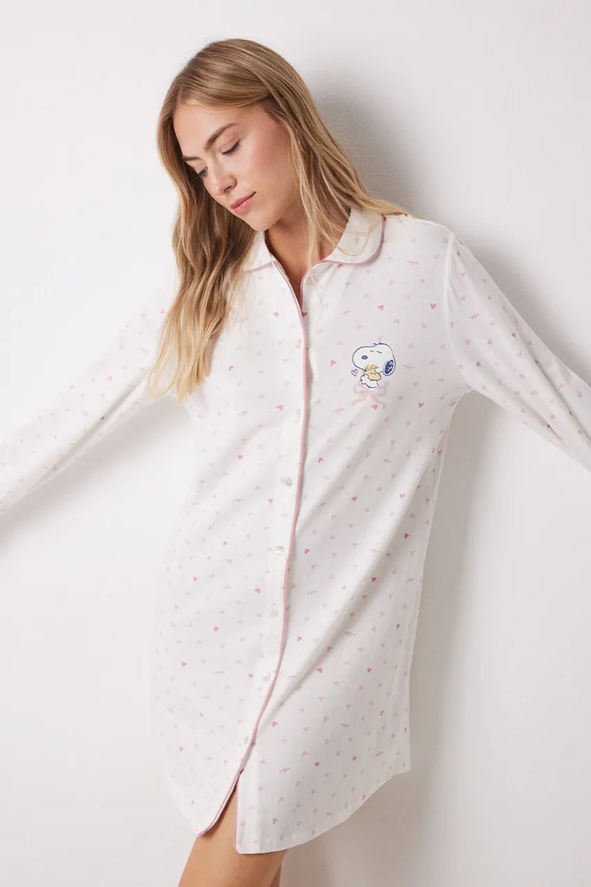 women'secret cămașă de pijama din bumbac SNOOPY femei, culoarea bej, bumbac, 4449081 women'secret cămașă de pijama din bumbac SNOOPY femei, culoarea bej, bumbac, 4449081