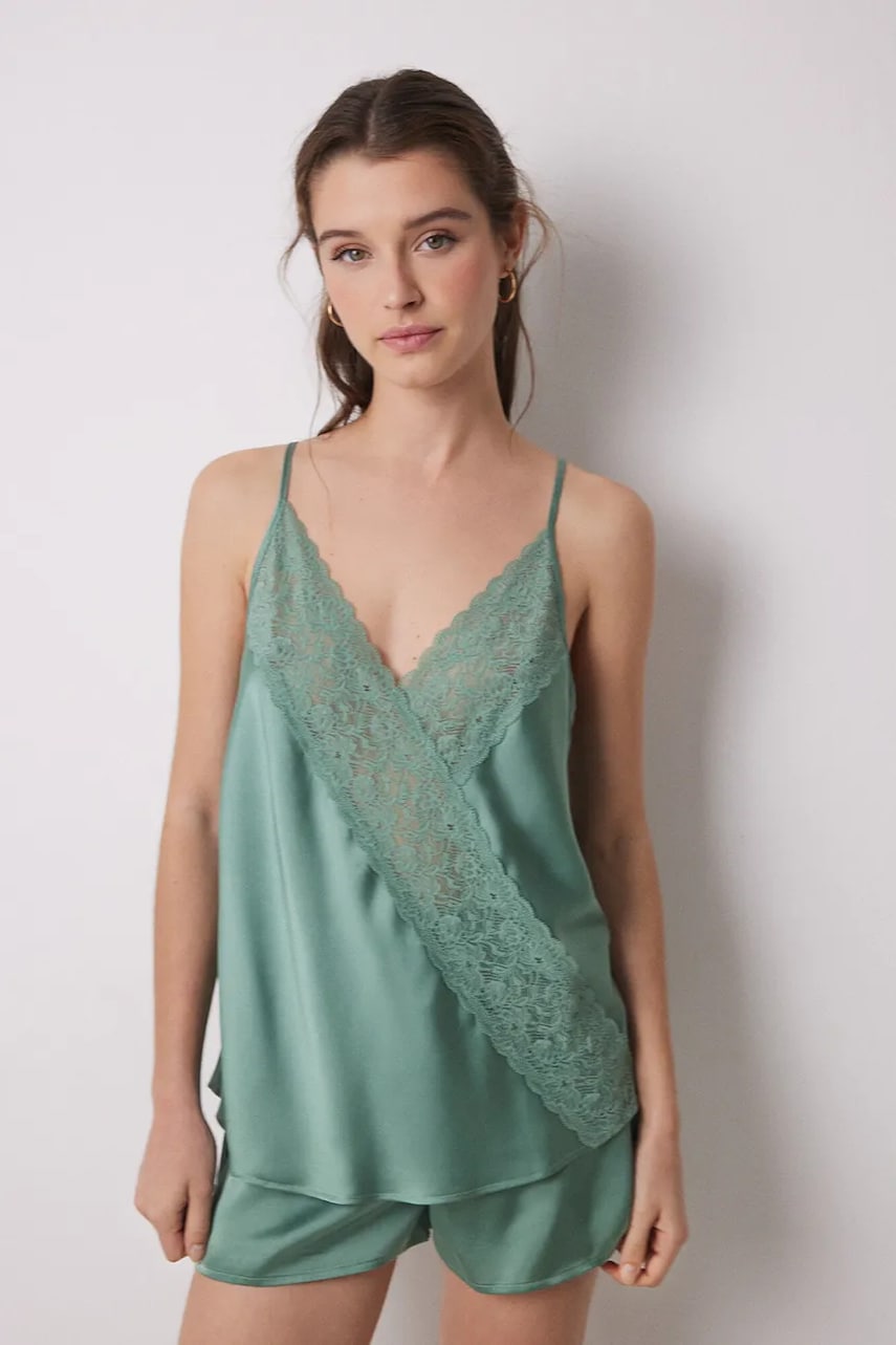 women'secret pijama femei, culoarea verde, satin, 2549783 women'secret pijama femei, culoarea verde, satin, 2549783