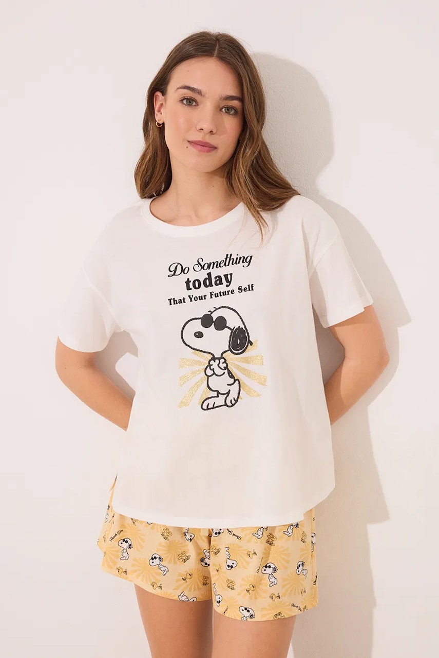 women'secret pijamale de bumbac femei, culoarea bej, bumbac, 3139876 women'secret pijamale de bumbac femei, culoarea bej, bumbac, 3139876
