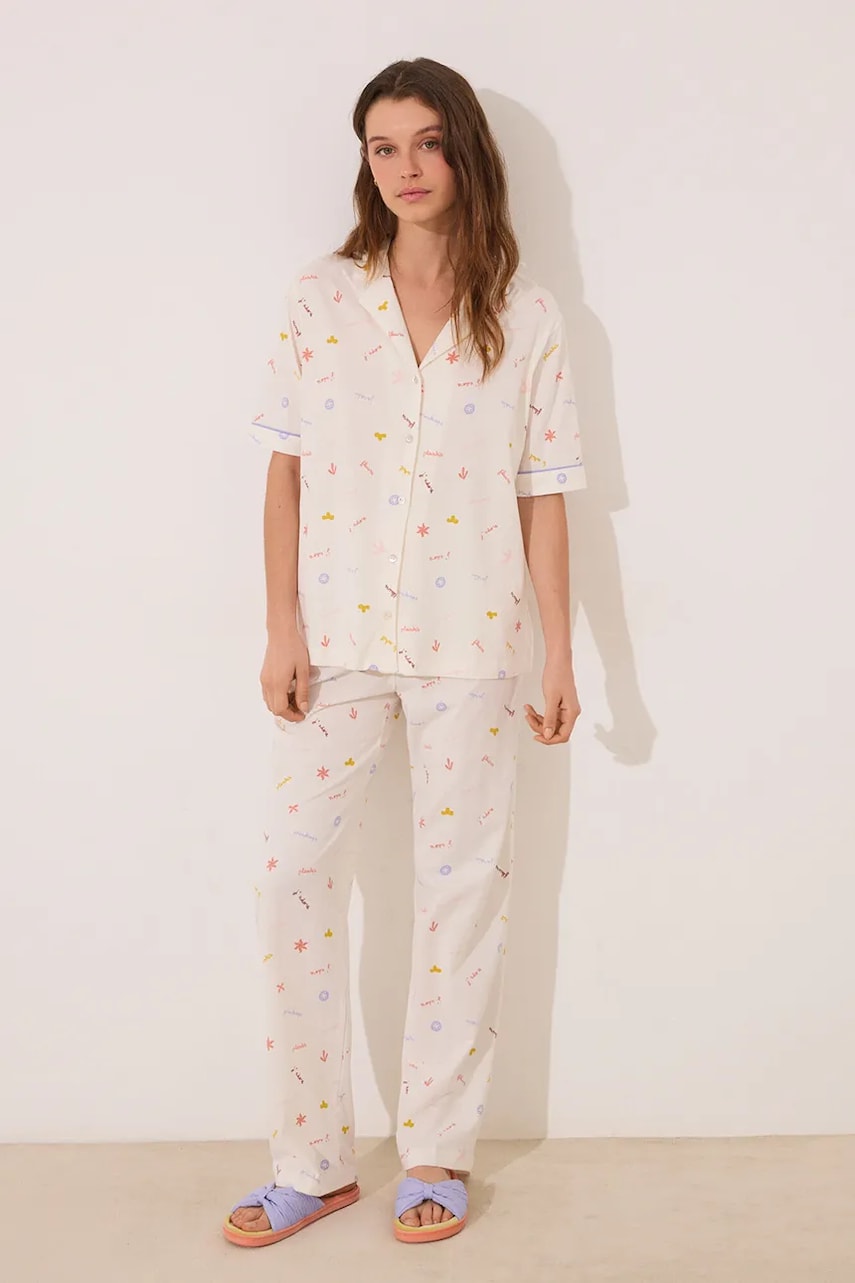 women'secret pijamale de bumbac femei, culoarea bej, bumbac, 3599171 women'secret pijamale de bumbac femei, culoarea bej, bumbac, 3599171
