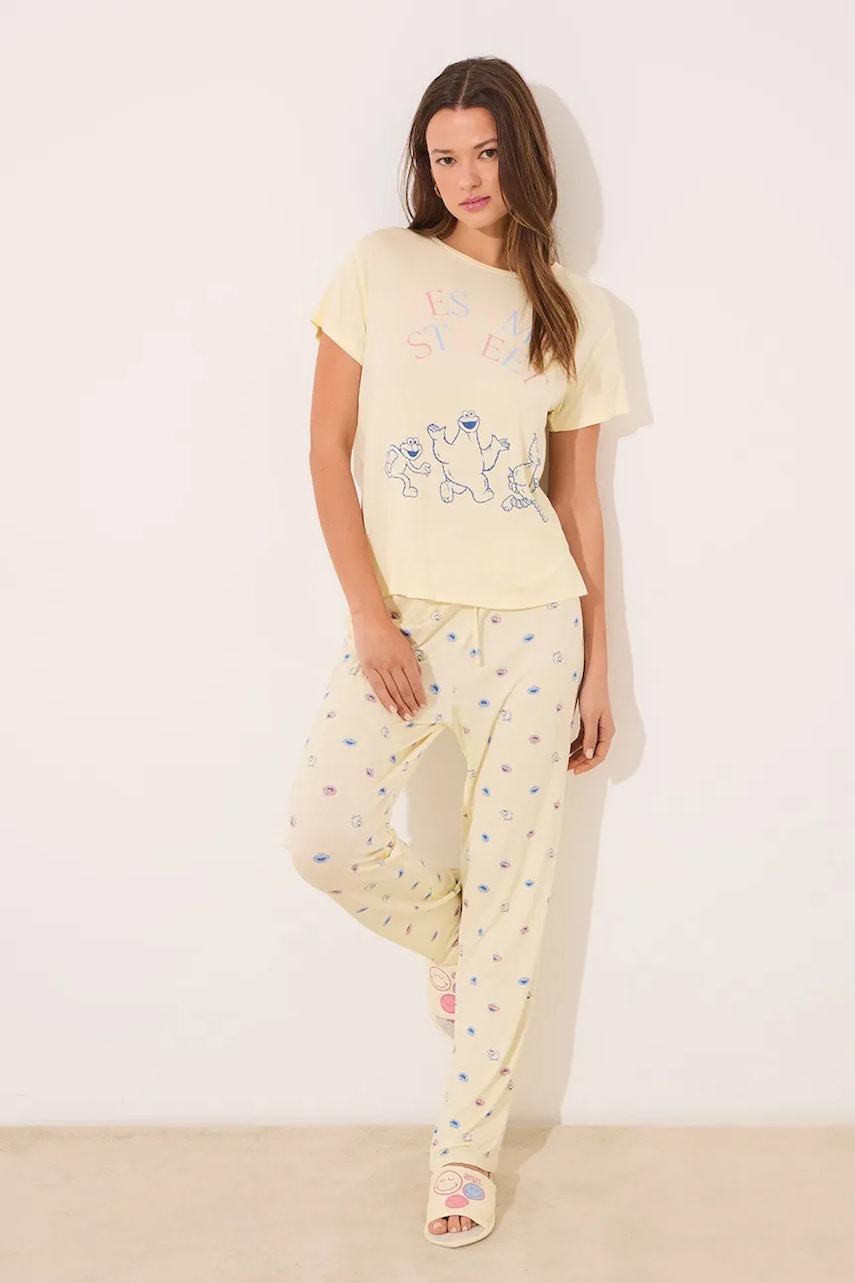 women\'secret pijama femei, culoarea galben, 3139869