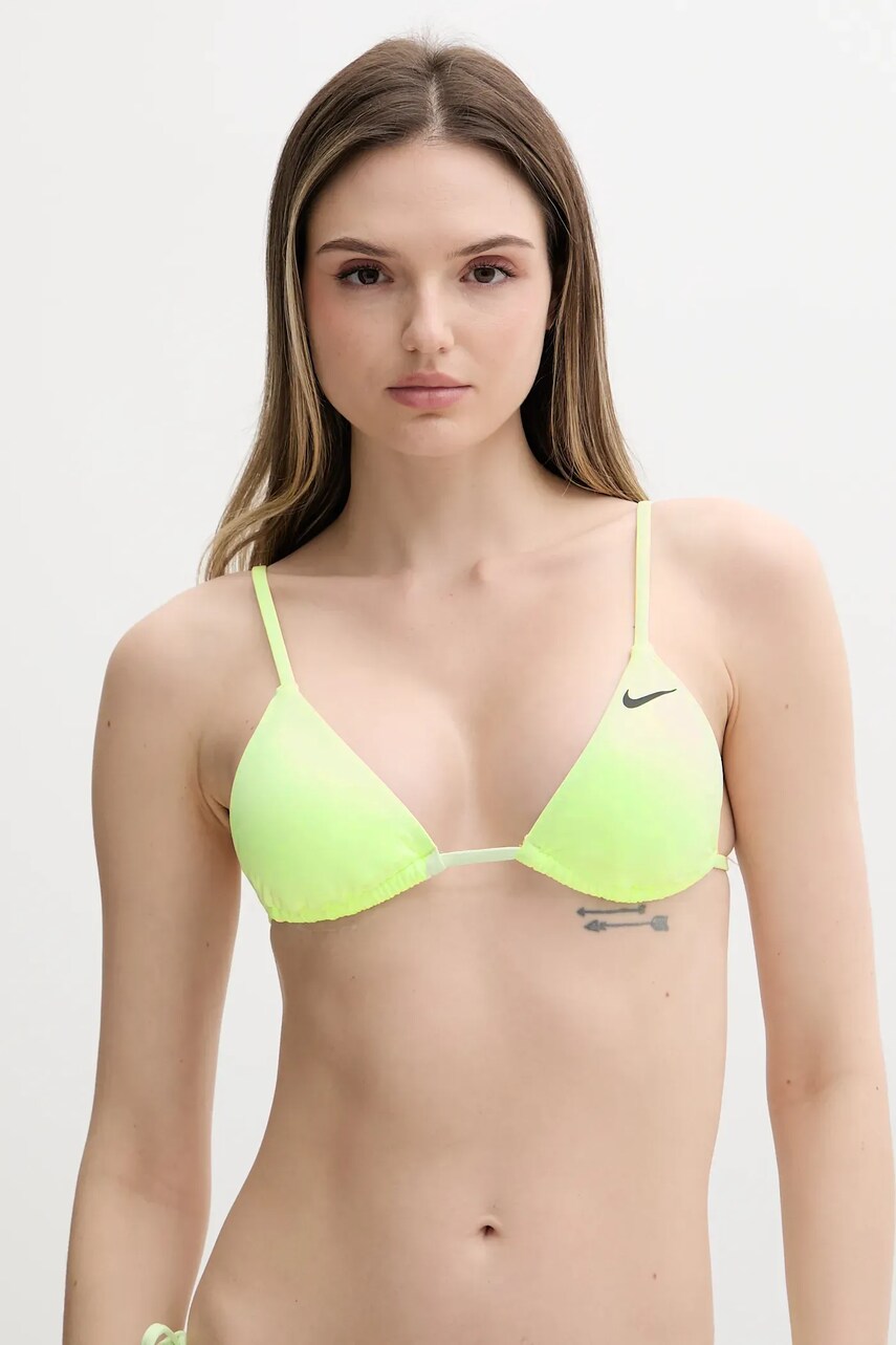 Nike sutien de baie culoarea verde, cupa usor rigidizata, NESSF239