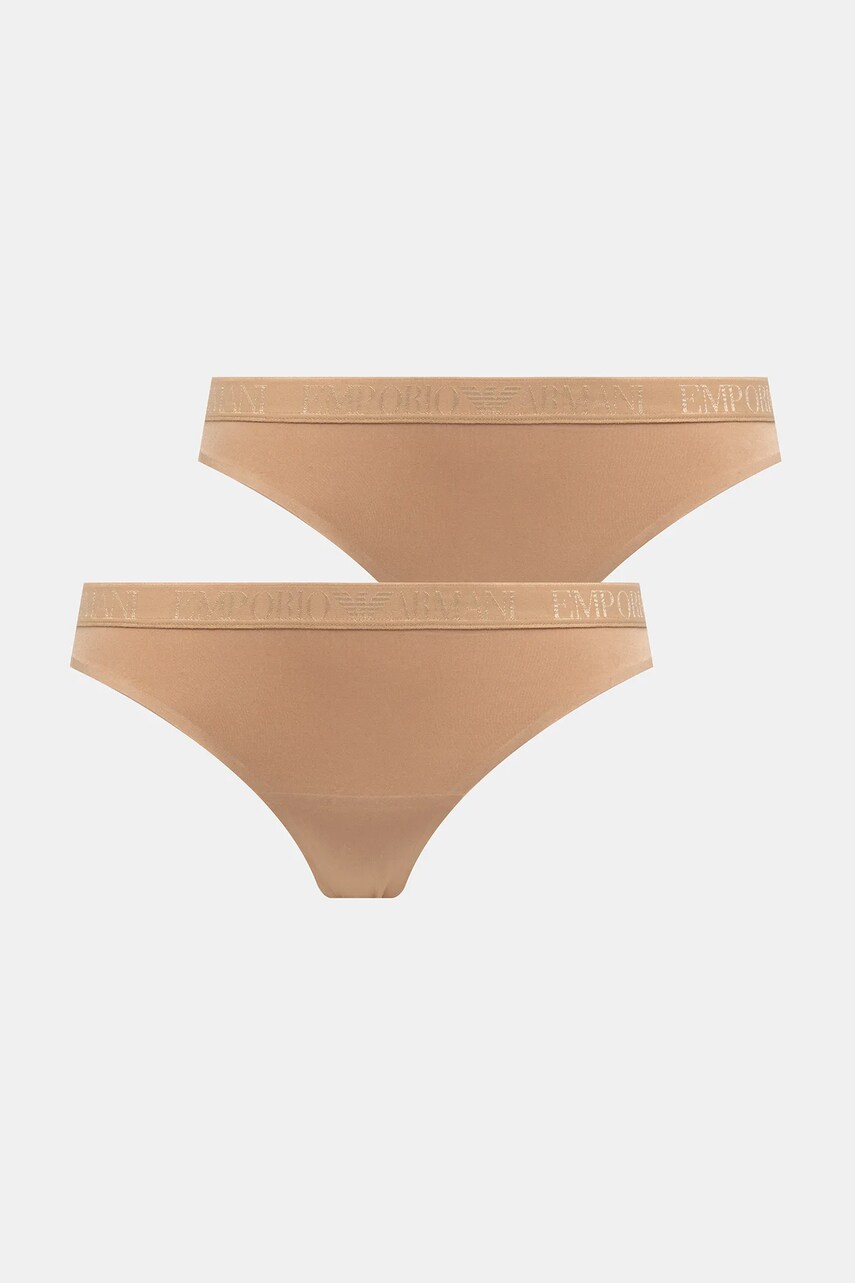 Emporio Armani Underwear tanga 2-pack culoarea bej, EW000402 AF10891