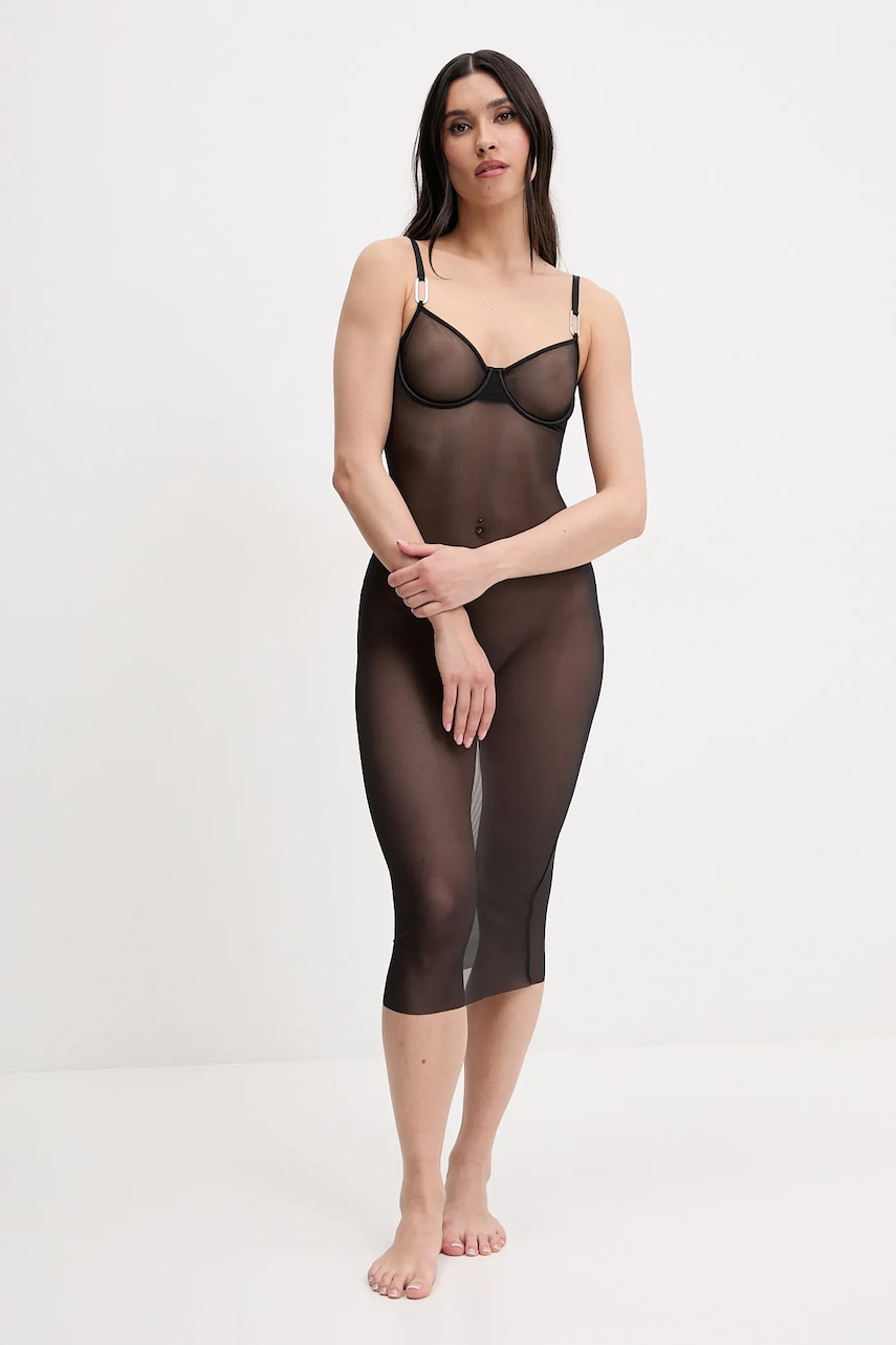Zhilyova cămașă de noapte Nina culoarea negru, transparent, 229040228
