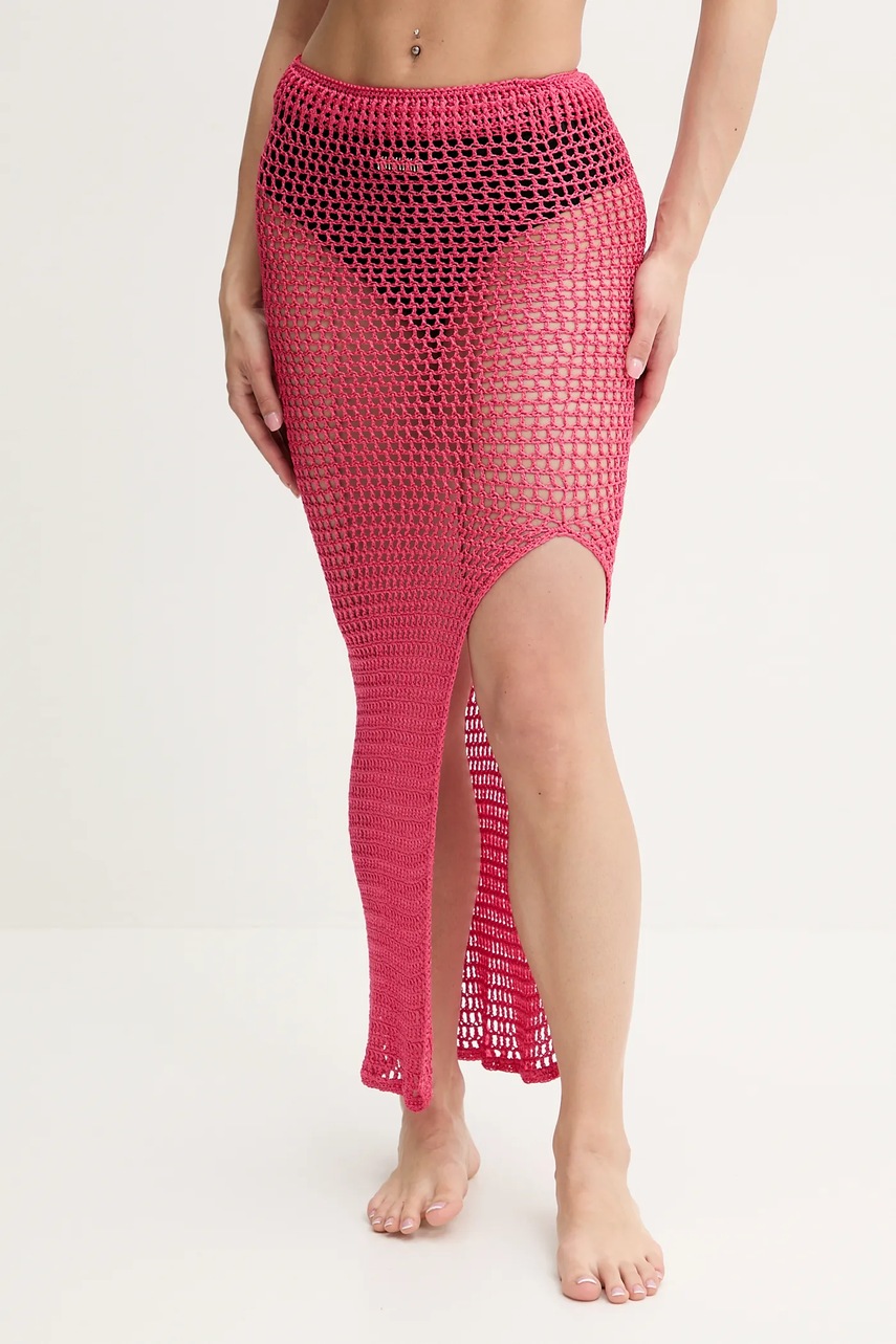 Levně Hedvábná plážová sukně PARAMIDONNA Paola růžová barva, SS25SPF