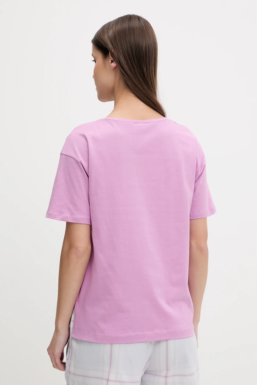 Хлопковая пижамная футболка United Colors of Benetton цвет фиолетовый хлопковая 30963M07U