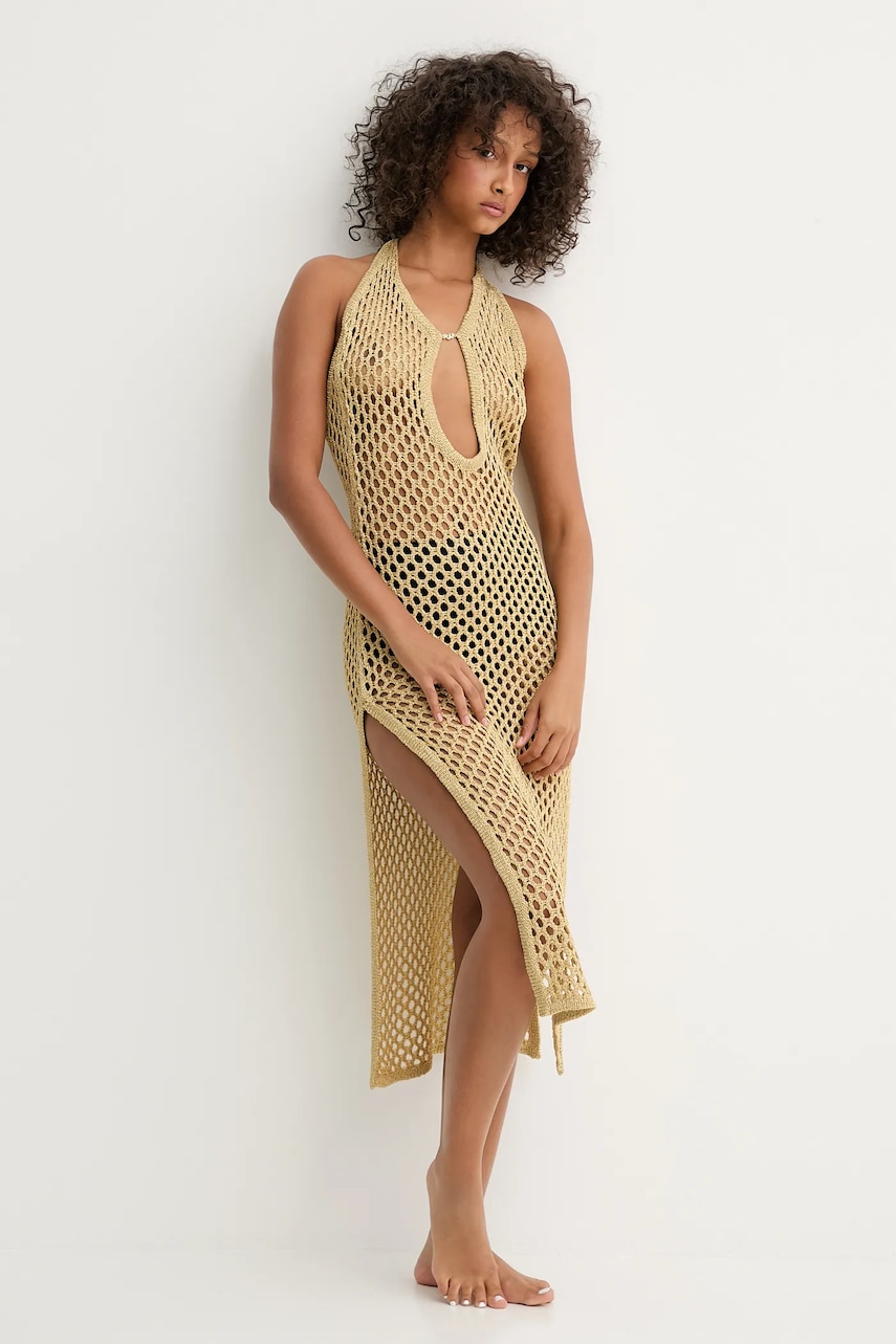 Chantelle rochie de plaja METALLIC culoarea auriu, C22RW0