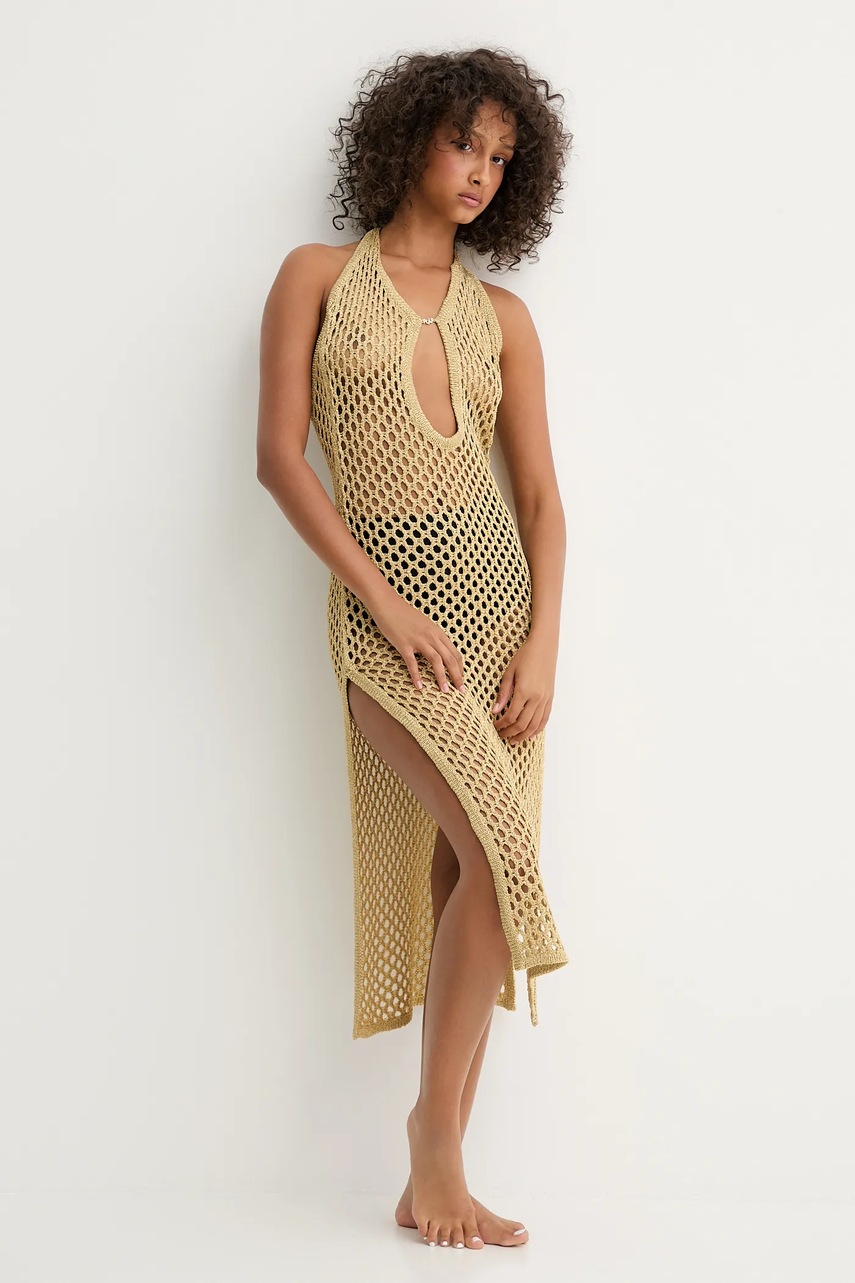 Chantelle rochie de plaja METALLIC culoarea auriu, C22RW0