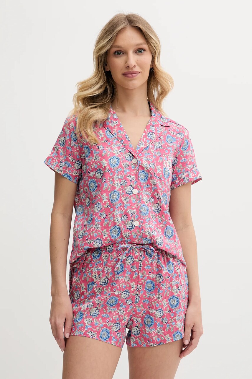 Levně Pyžamo Lauren Ralph Lauren dámské, růžová barva, ILN12411