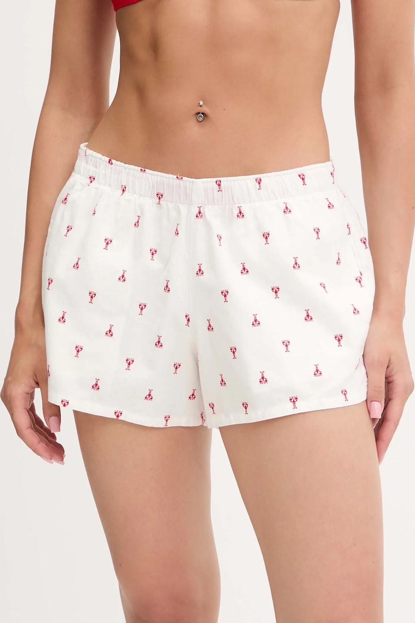 Hollister Co. pantaloni scurți de pijama din bumbac culoarea alb, bumbac, KI346-5048