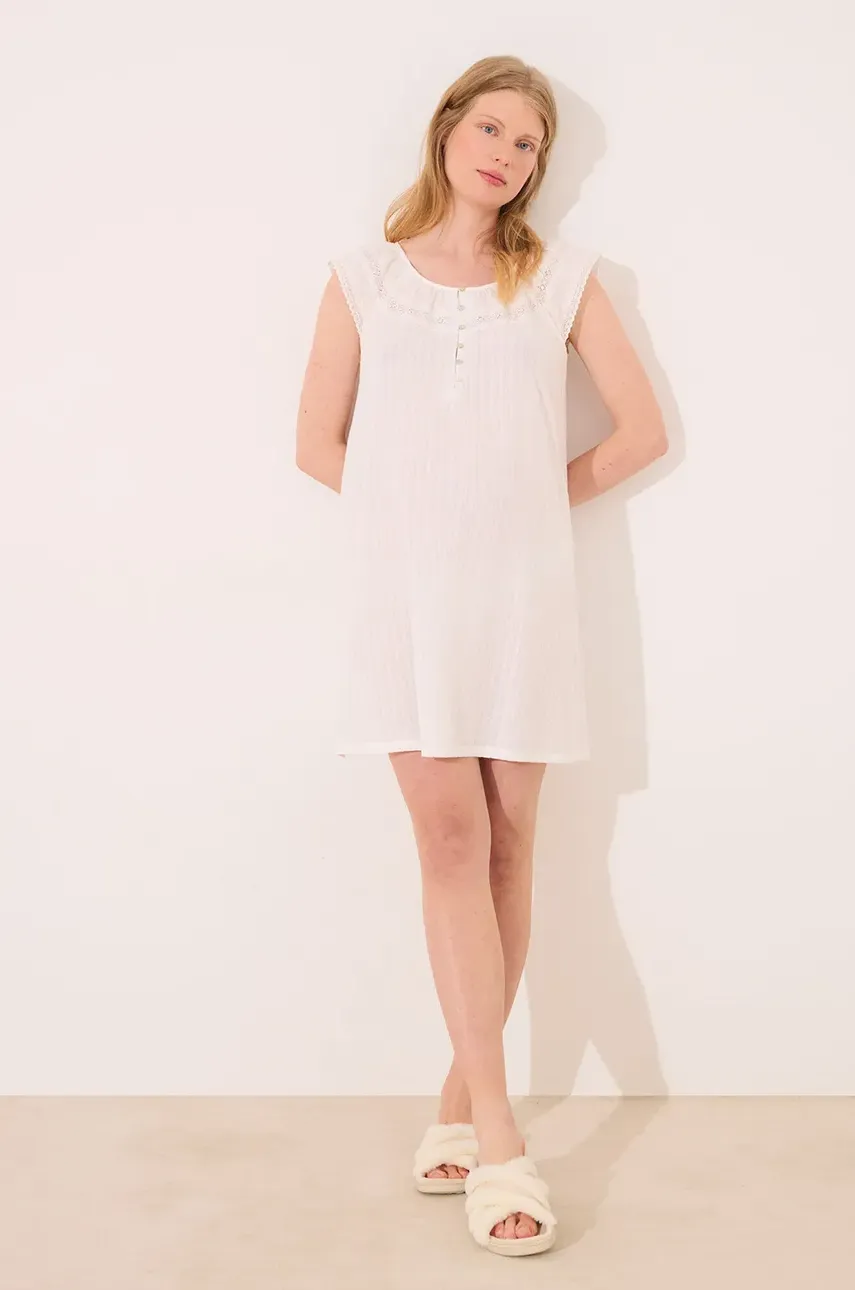 Levně Bavlněná noční košile women'secret dámská, béžová barva, 3639173