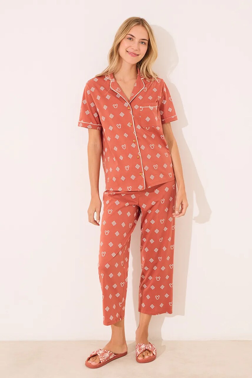 women'secret pijamale de bumbac culoarea portocaliu, bumbac, 3139909