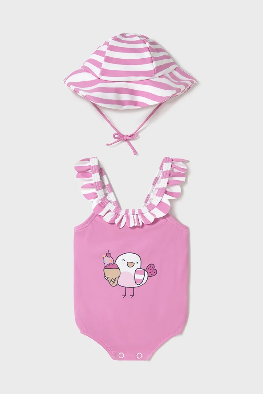 Mayoral Newborn costum de baie pentru bebeluși culoarea roz, 1764