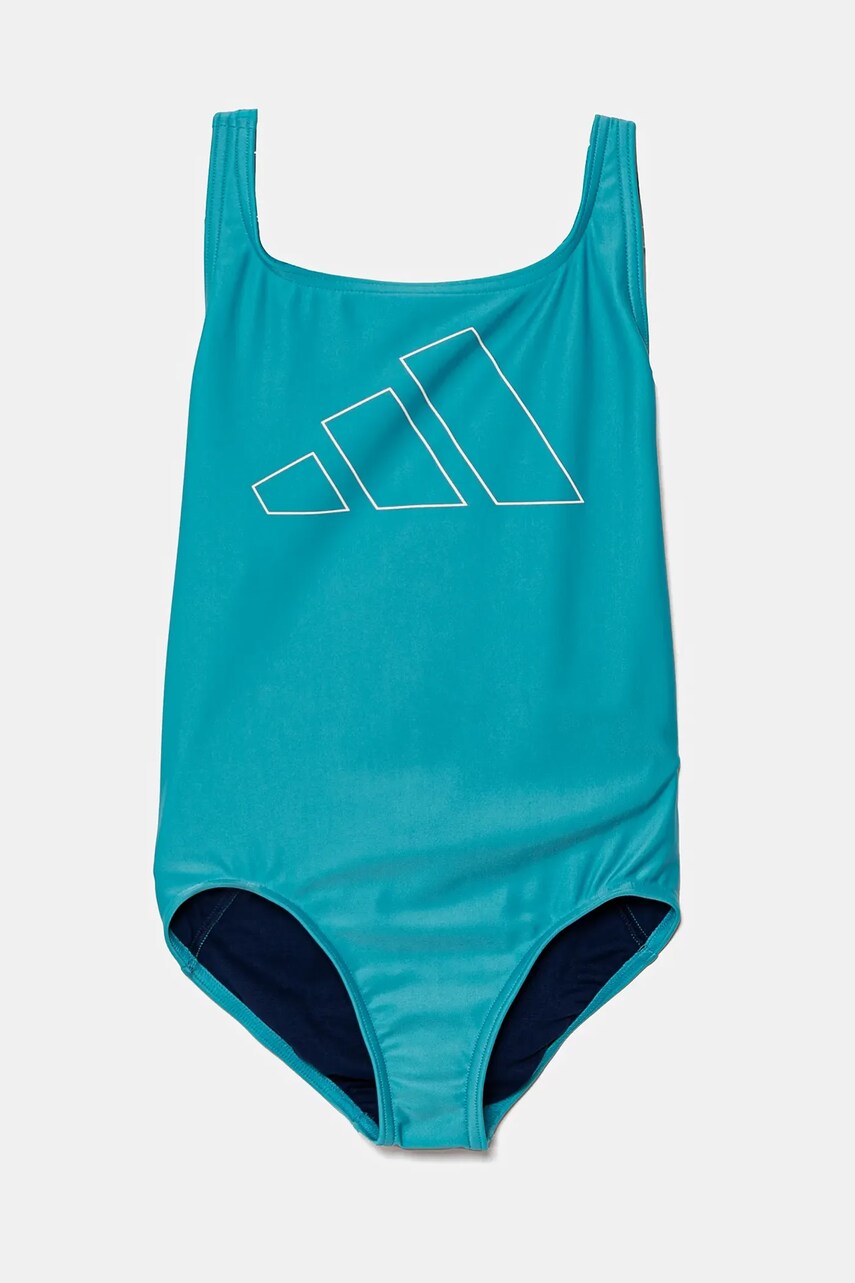 adidas Performance costum de baie dintr-o bucata pentru copii culoarea turcoaz, JJ0431