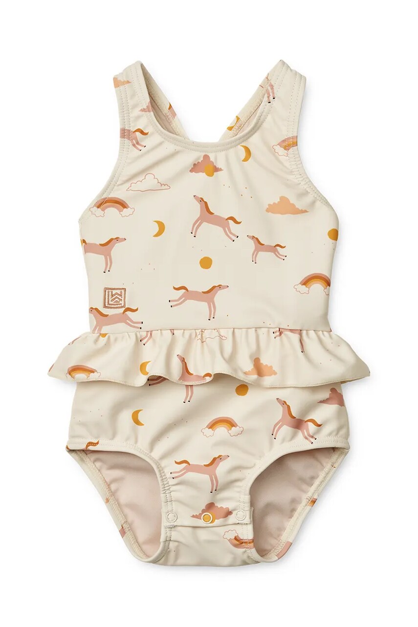 Liewood costum de baie dintr-o bucata pentru bebelusi Amina Baby Printed Swimsuit culoarea bej, LW19981
