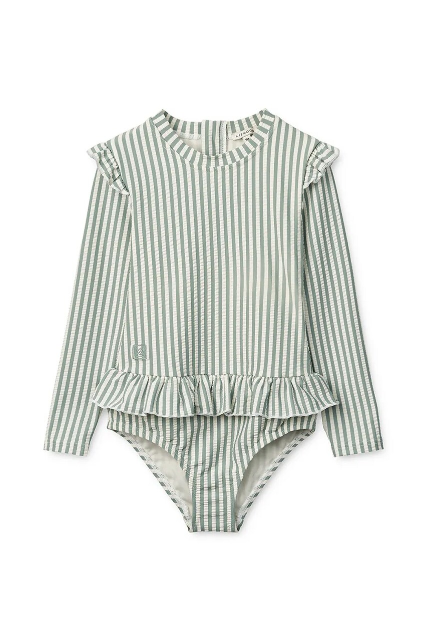 Liewood costum de baie dintr-o bucată pentru bebeluși Sille Baby Seersucker Swimsuit culoarea verde, LW20191