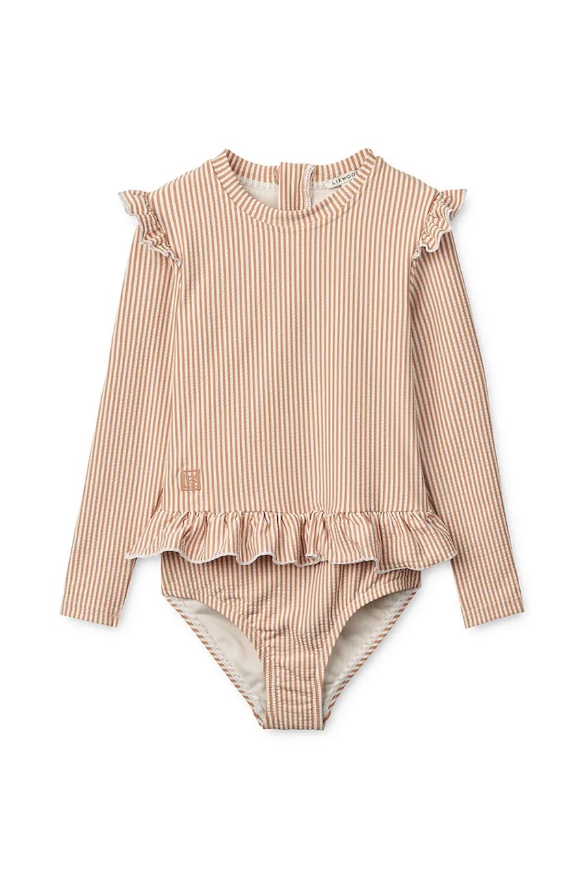 Liewood costum de baie dintr-o bucată pentru bebeluși Sille Baby Seersucker Swimsuit culoarea portocaliu, LW20191 Liewood costum de baie dintr-o bucată pentru bebeluși Sille Baby Seersucker Swimsuit culoarea portocaliu, LW20191