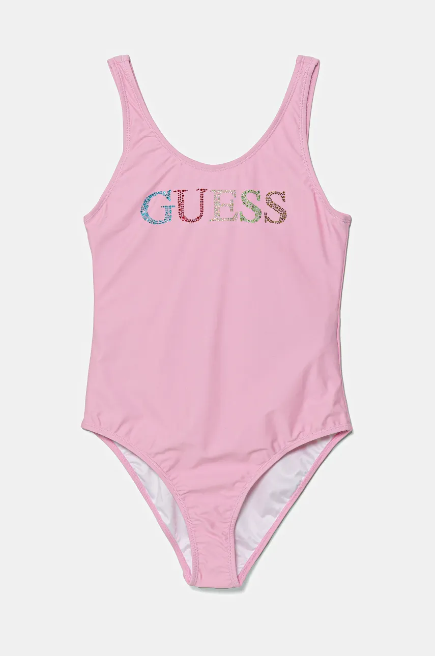 Levně Jednodílné dětské plavky Guess růžová barva, J5GZ01 KCA60