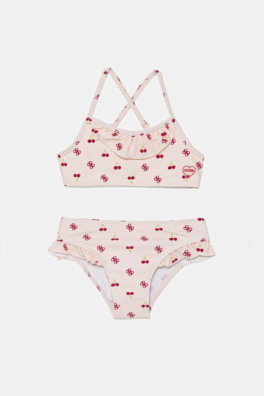 Levně Dětské dvoudílné plavky Guess oranžová barva, J5GZ49 MC052