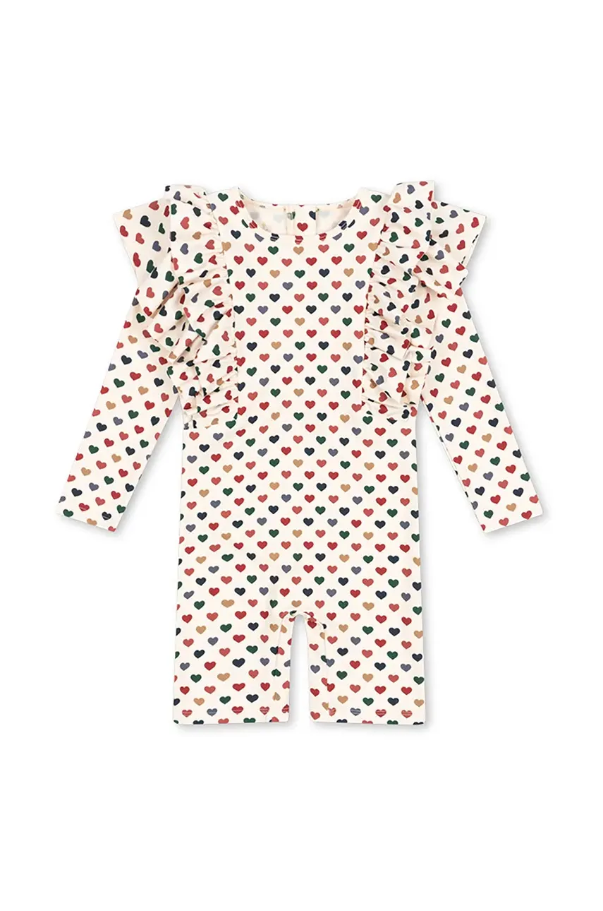 Konges Sløjd costum de baie pentru copii MANUCA FRILL ONESIE GRS culoarea bej, KS102511