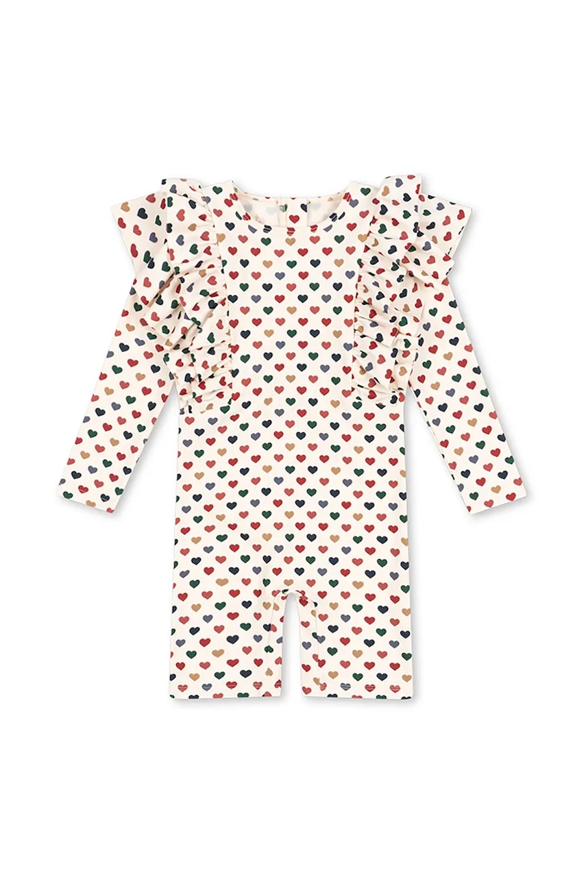 Konges Sløjd costum de baie pentru copii MANUCA FRILL ONESIE GRS culoarea bej, KS102511