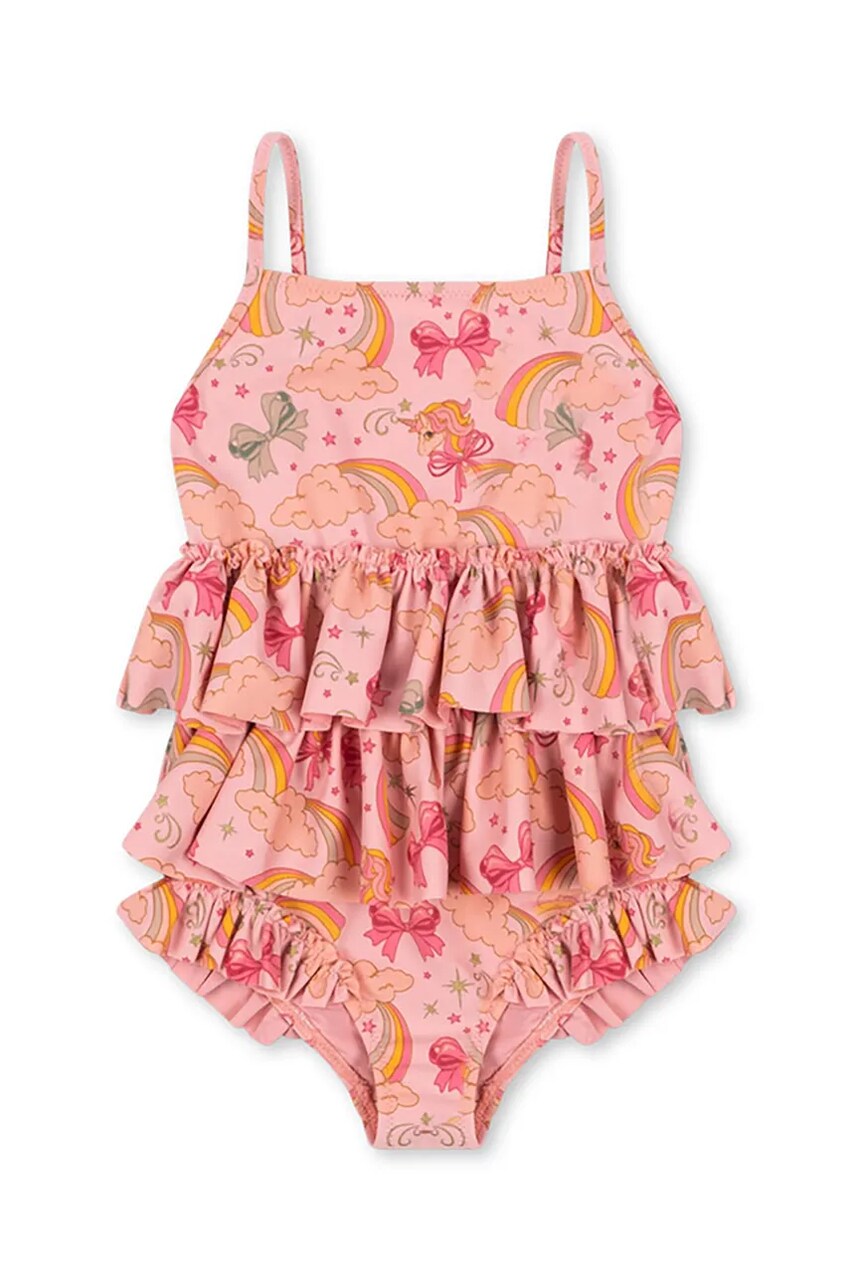Konges Sløjd costum de baie dintr-o bucată pentru copii MANUCA FRILL SWIMSUIT GRS culoarea roz, KS102513