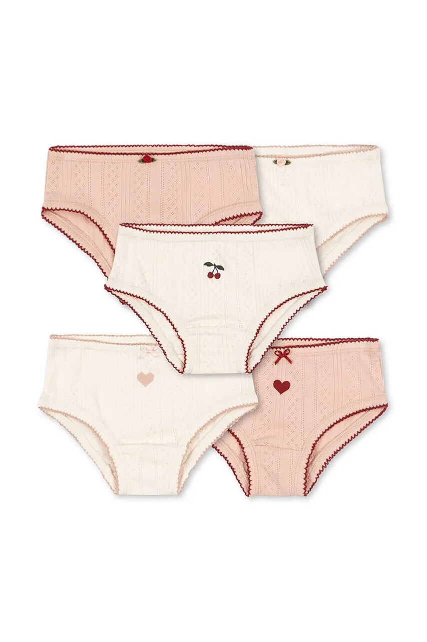 Konges Sløjd chiloti copii MINNA 5 PACK GIRL UNDERPANTS GOTS 5-pack culoarea bej, KS102816