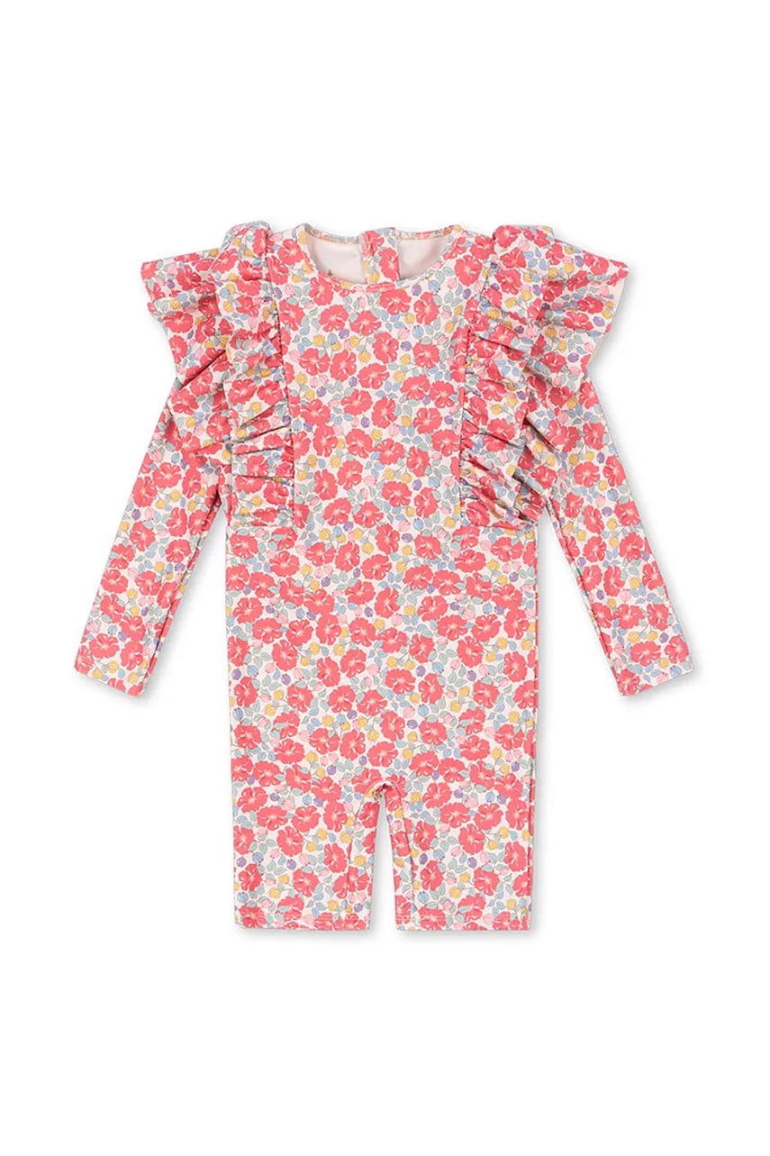Konges Sløjd costum de baie dintr-o bucată pentru copii MANUCA FRILL ONESIE GRS culoarea roz, KS103262