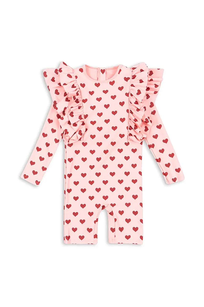 Konges Sløjd costum de baie dintr-o bucată pentru copii MANUCA FRILL ONESIE GRS culoarea roz, KS103262 Konges Sløjd costum de baie dintr-o bucată pentru copii MANUCA FRILL ONESIE GRS culoarea roz, KS103262