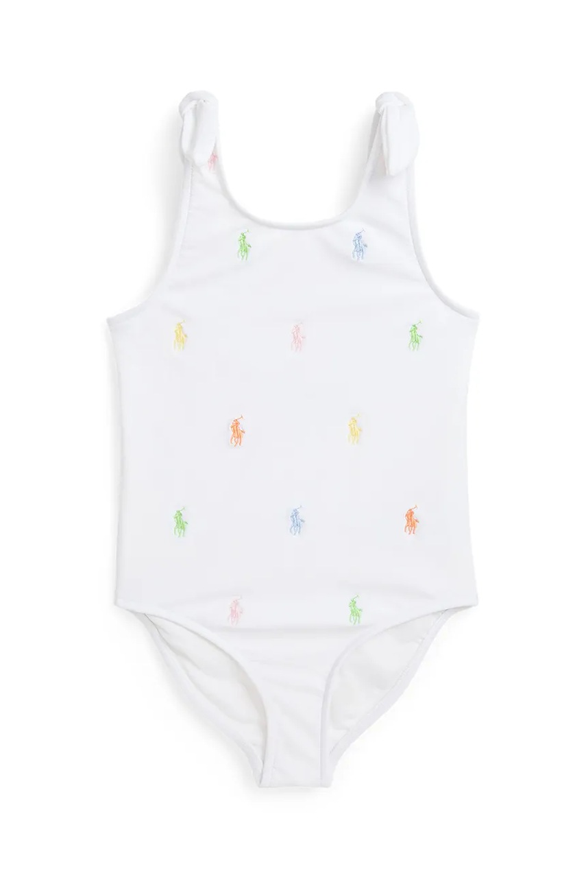 Levně Jednodílné dětské plavky Polo Ralph Lauren bílá barva, 312964789002