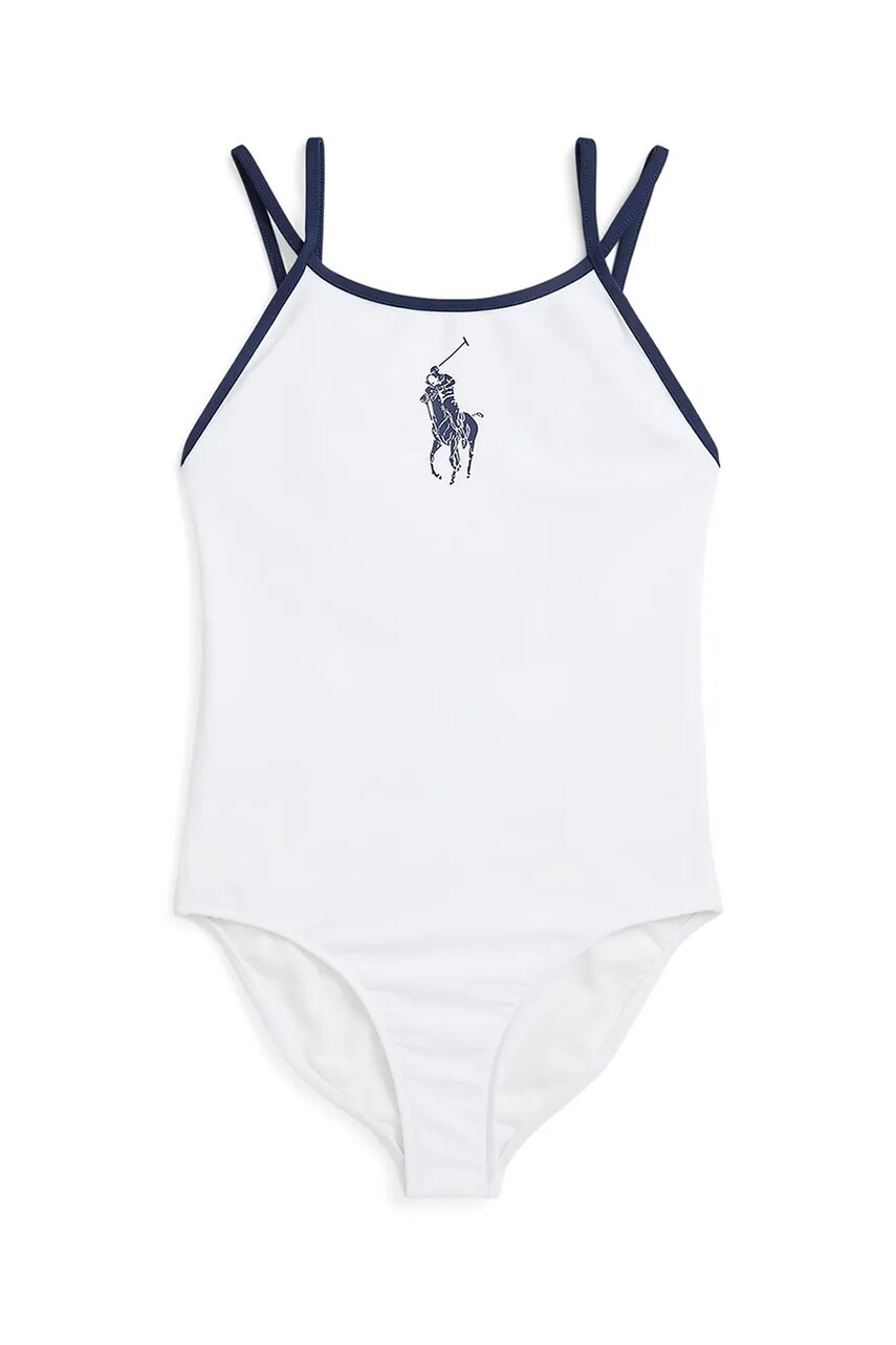 Levně Jednodílné dětské plavky Polo Ralph Lauren bílá barva, 313964876001