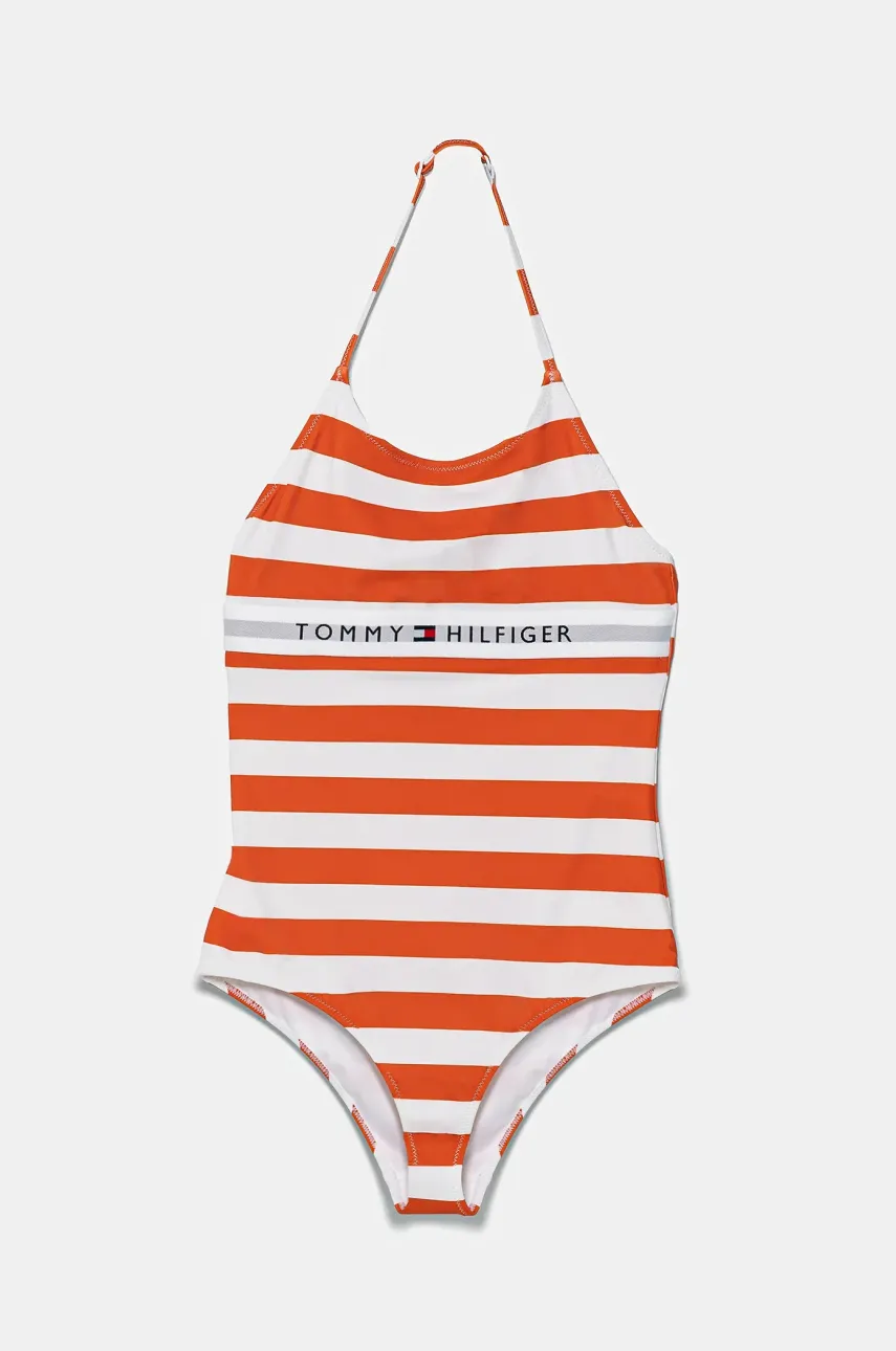 Levně Jednodílné dětské plavky Tommy Hilfiger oranžová barva, UG0UG00790