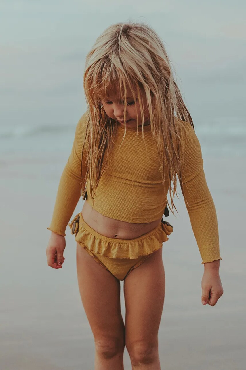 Donsje longsleeve de baie pentru bebeluși Nia Swim Shirt Lemon culoarea galben, 4501403