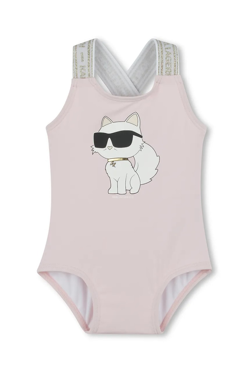 Karl Lagerfeld costum de baie dintr-o bucată pentru copii culoarea roz, Z30512