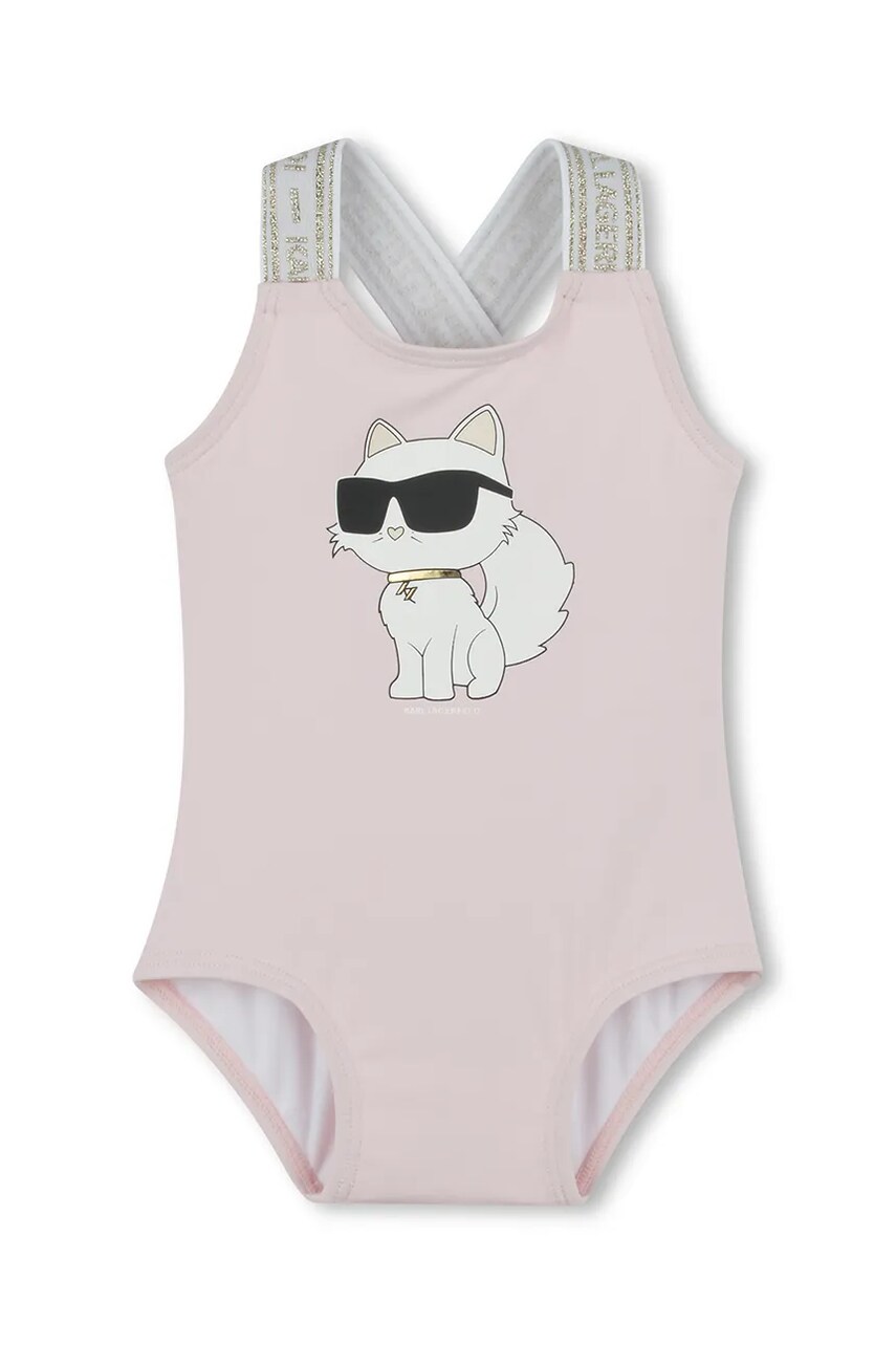 Karl Lagerfeld costum de baie dintr-o bucata pentru copii culoarea roz, Z30512