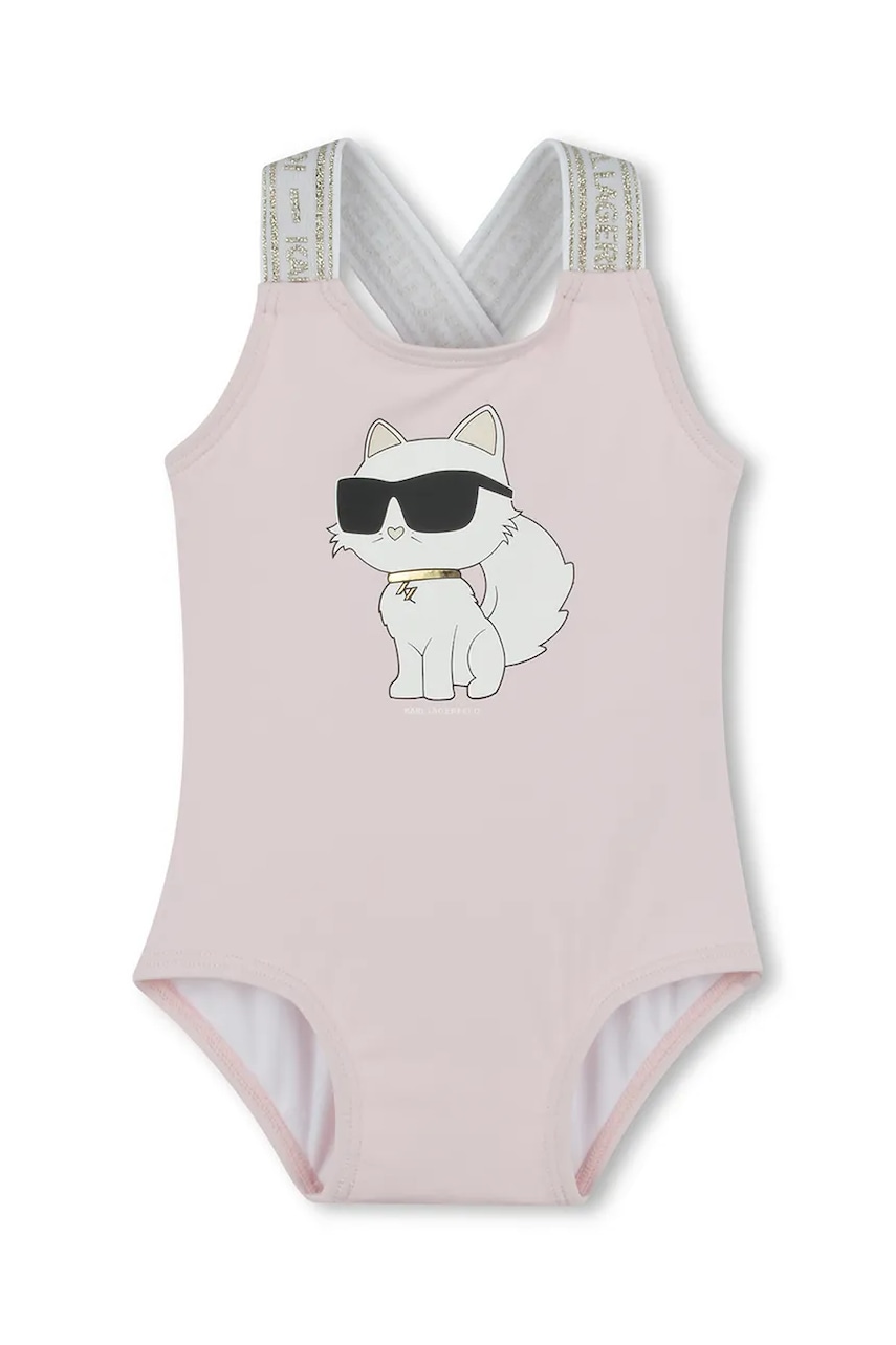 Karl Lagerfeld costum de baie dintr-o bucată pentru copii culoarea roz, Z30512 Karl Lagerfeld costum de baie dintr-o bucată pentru copii culoarea roz, Z30512