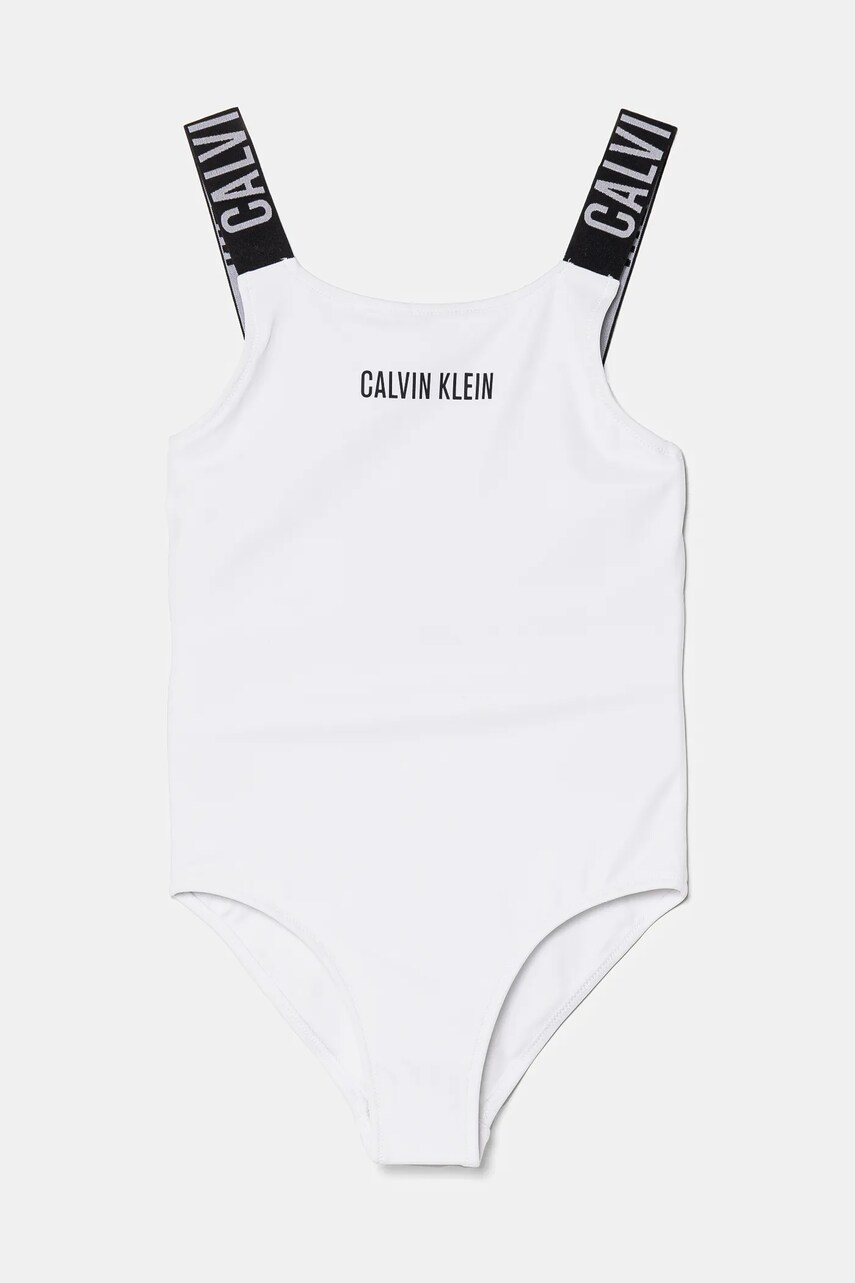 Levně Jednodílné dětské plavky Calvin Klein Jeans bílá barva, KY0KY00098