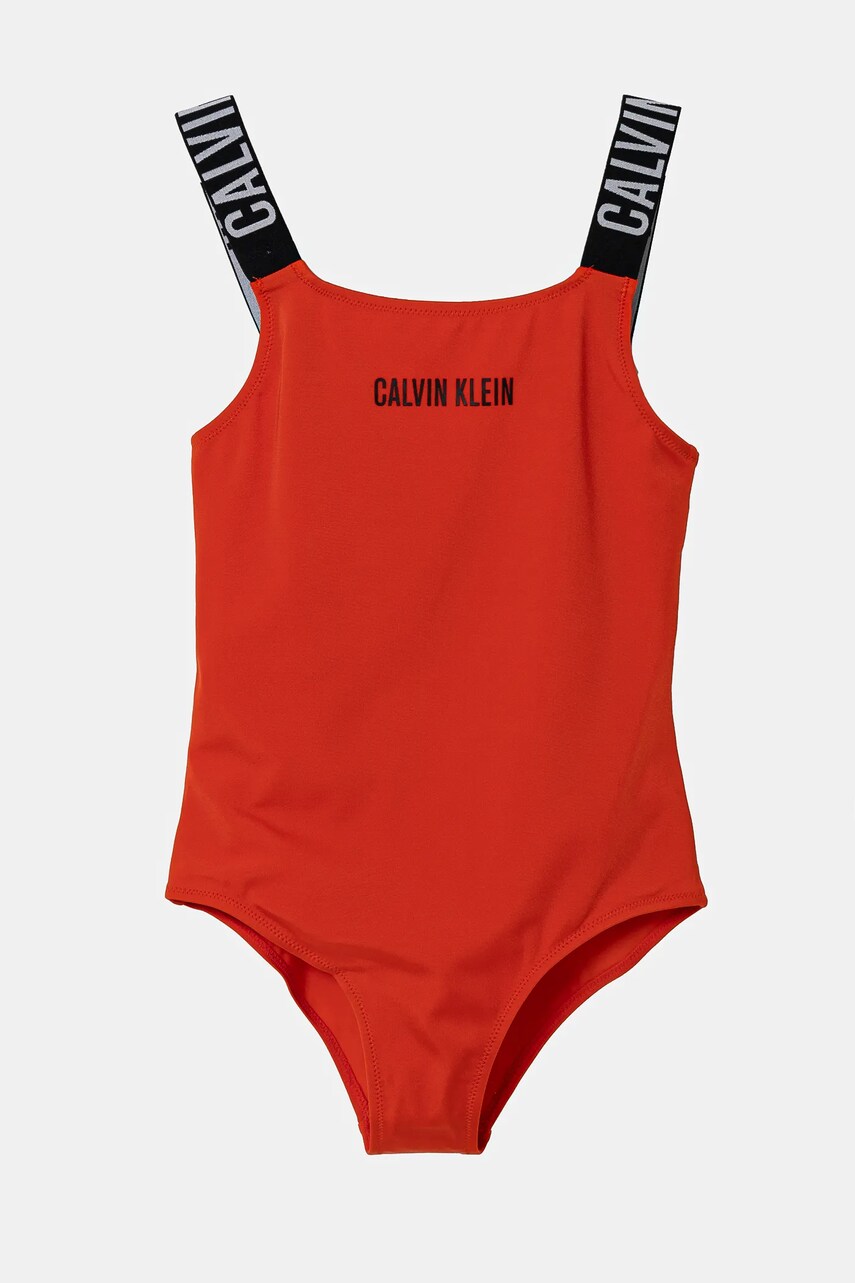 Levně Jednodílné dětské plavky Calvin Klein Jeans červená barva, KY0KY00098