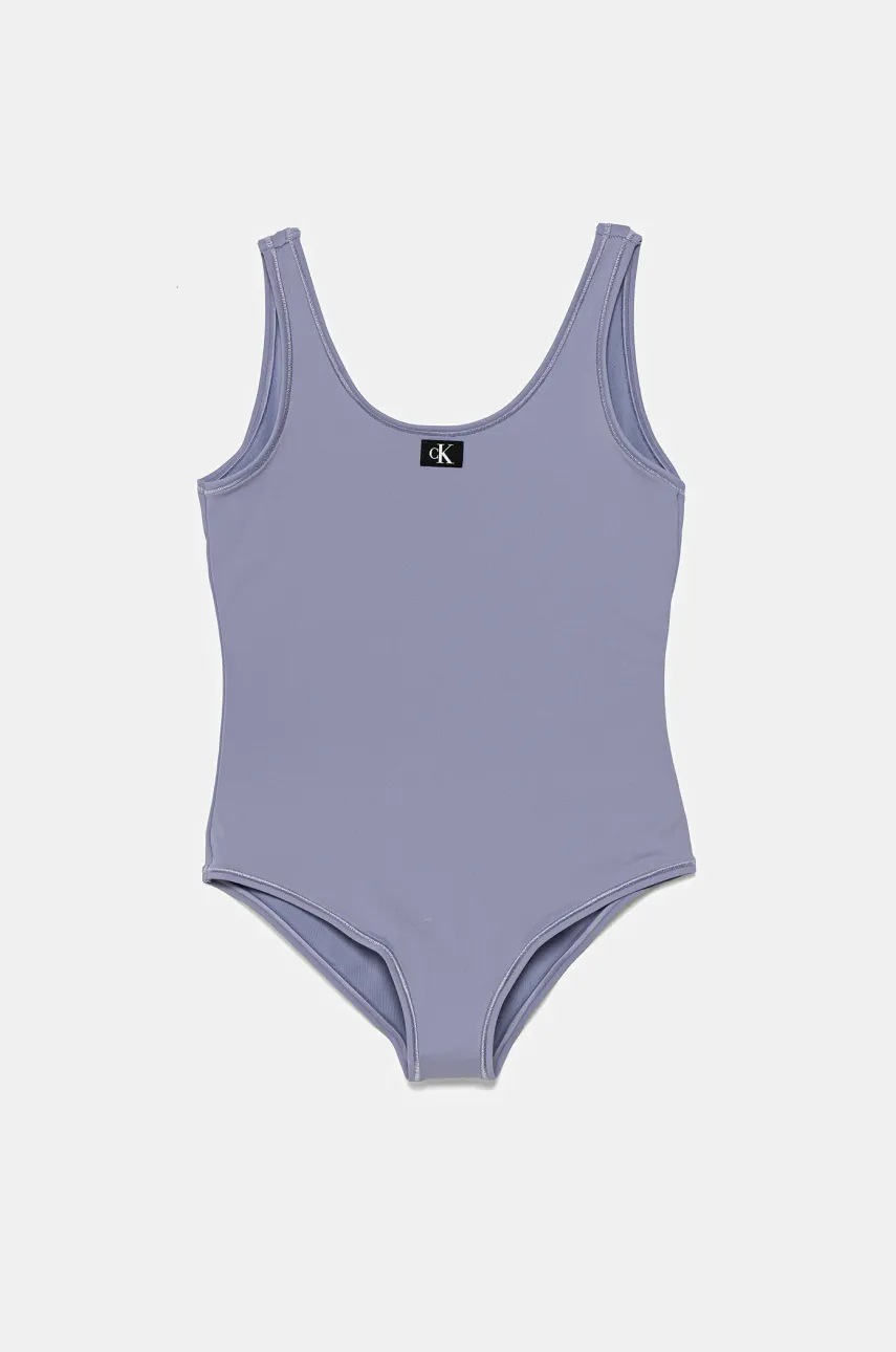 Levně Jednodílné dětské plavky Calvin Klein Jeans fialová barva, KY0KY00099