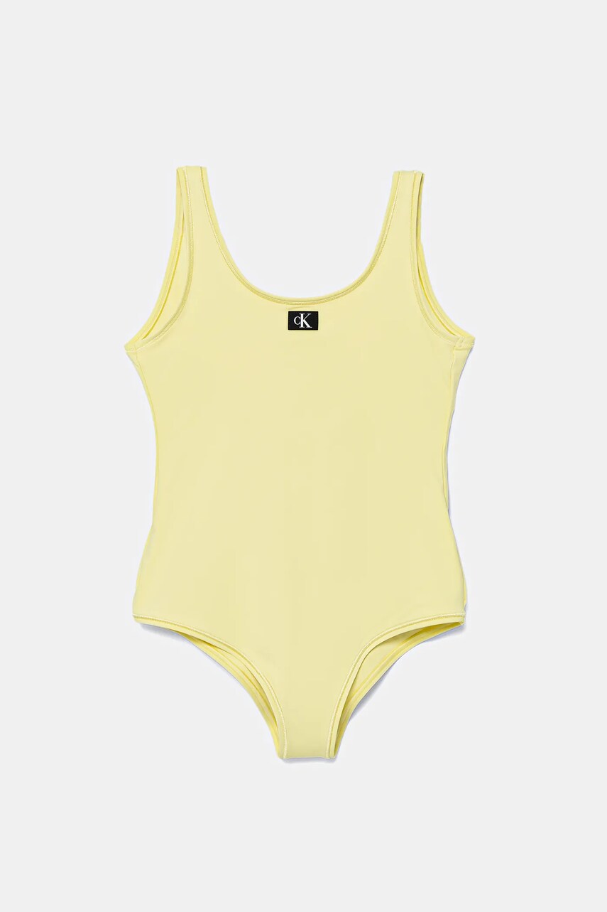 Levně Jednodílné dětské plavky Calvin Klein Jeans žlutá barva, KY0KY00099