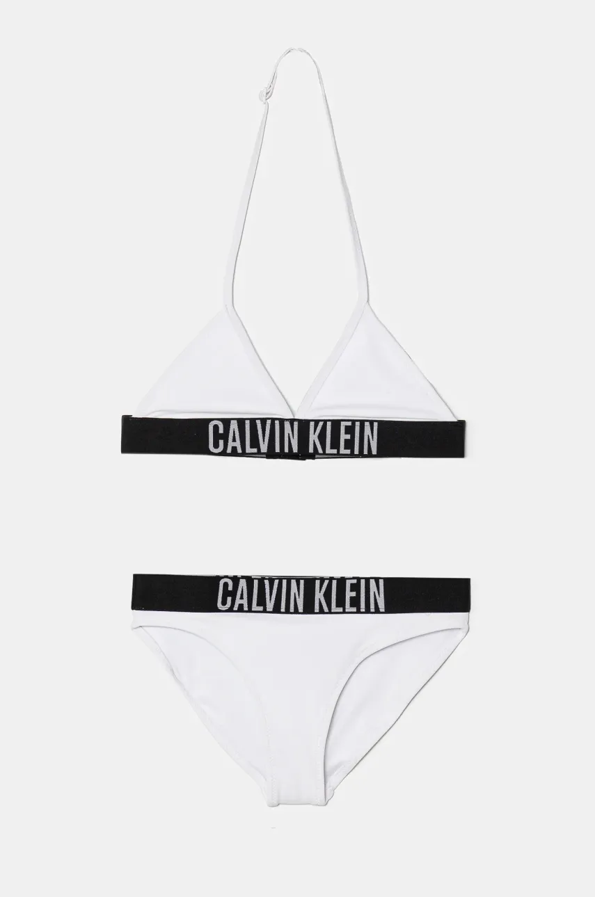Levně Dvoudílné dětské plavky Calvin Klein Jeans bílá barva, KY0KY00090
