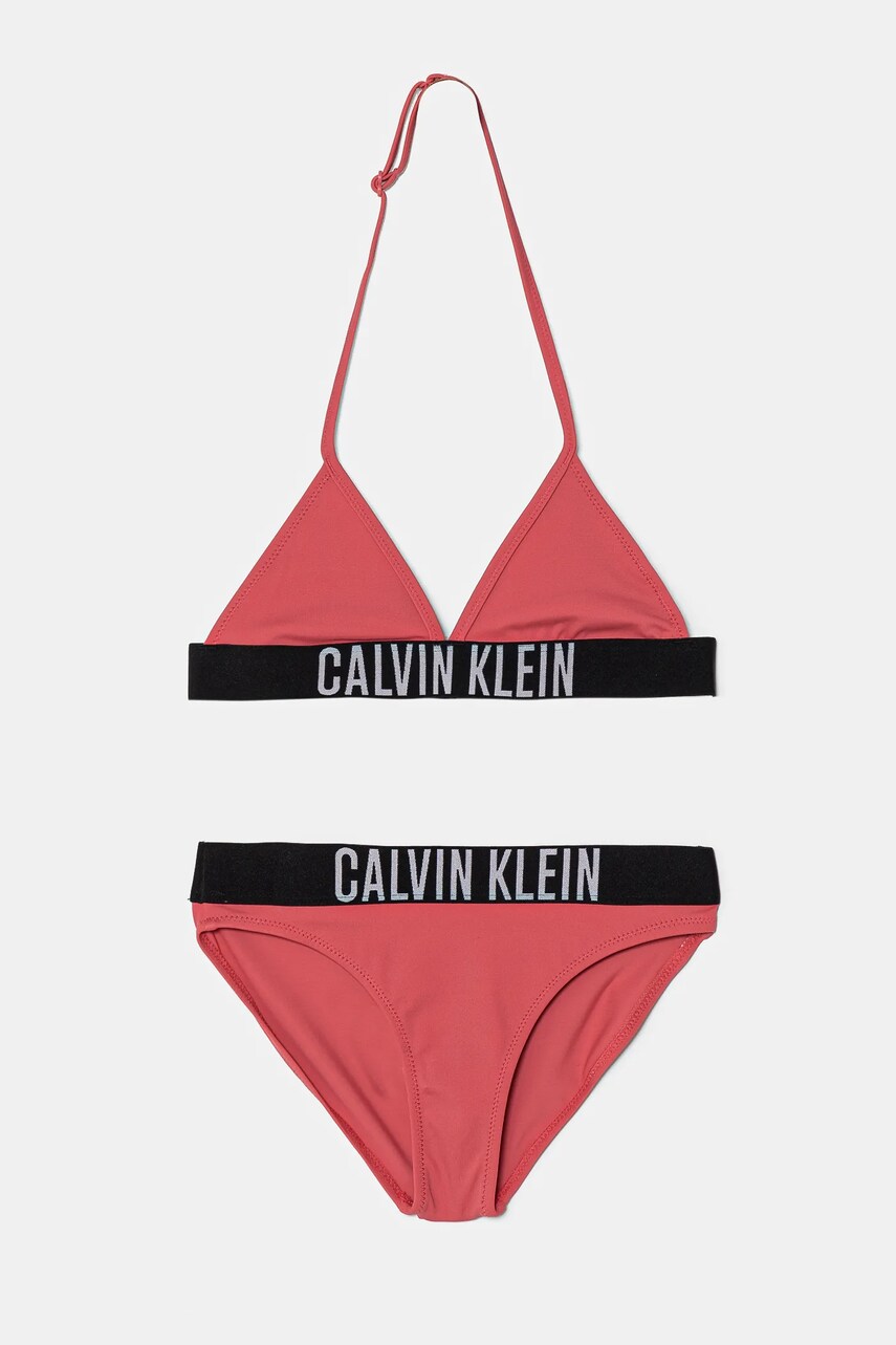 Levně Dvoudílné dětské plavky Calvin Klein Jeans růžová barva, KY0KY00090