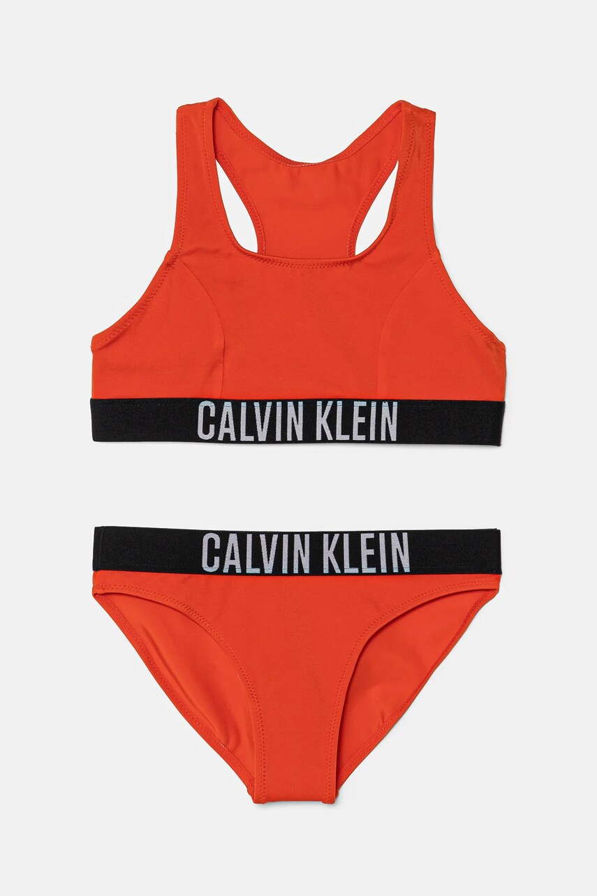 Levně Dvoudílné dětské plavky Calvin Klein Jeans červená barva, KY0KY00091