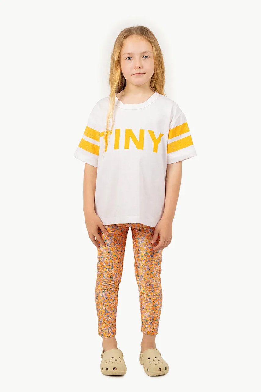 Tinycottons colanți de înot pentru copii GARDEN LEGGINGS culoarea portocaliu, SS25-288 Tinycottons colanți de înot pentru copii GARDEN LEGGINGS culoarea portocaliu, SS25-288