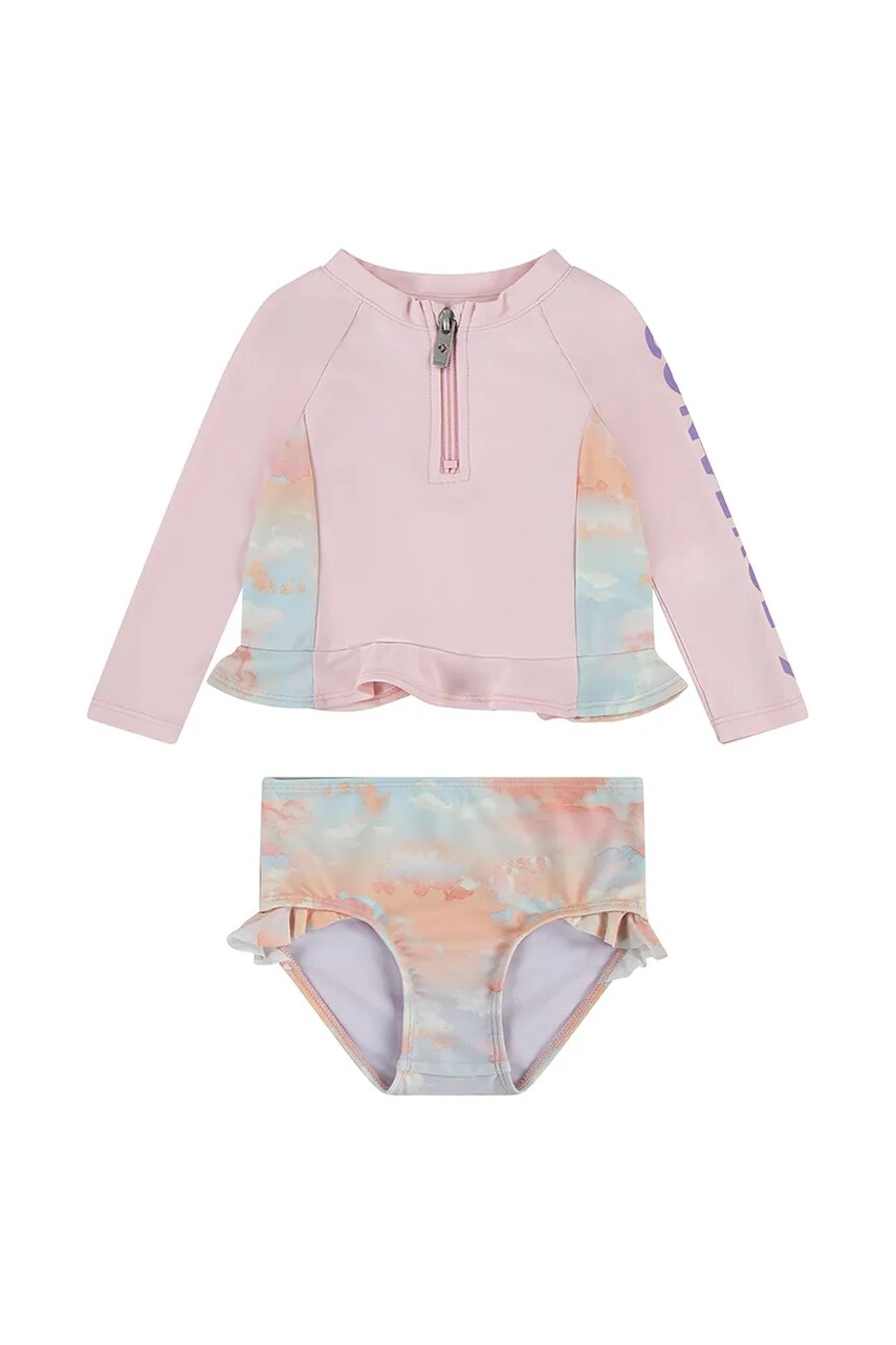 Converse costum de baie pentru copii din doua piese culoarea roz, 3CD420