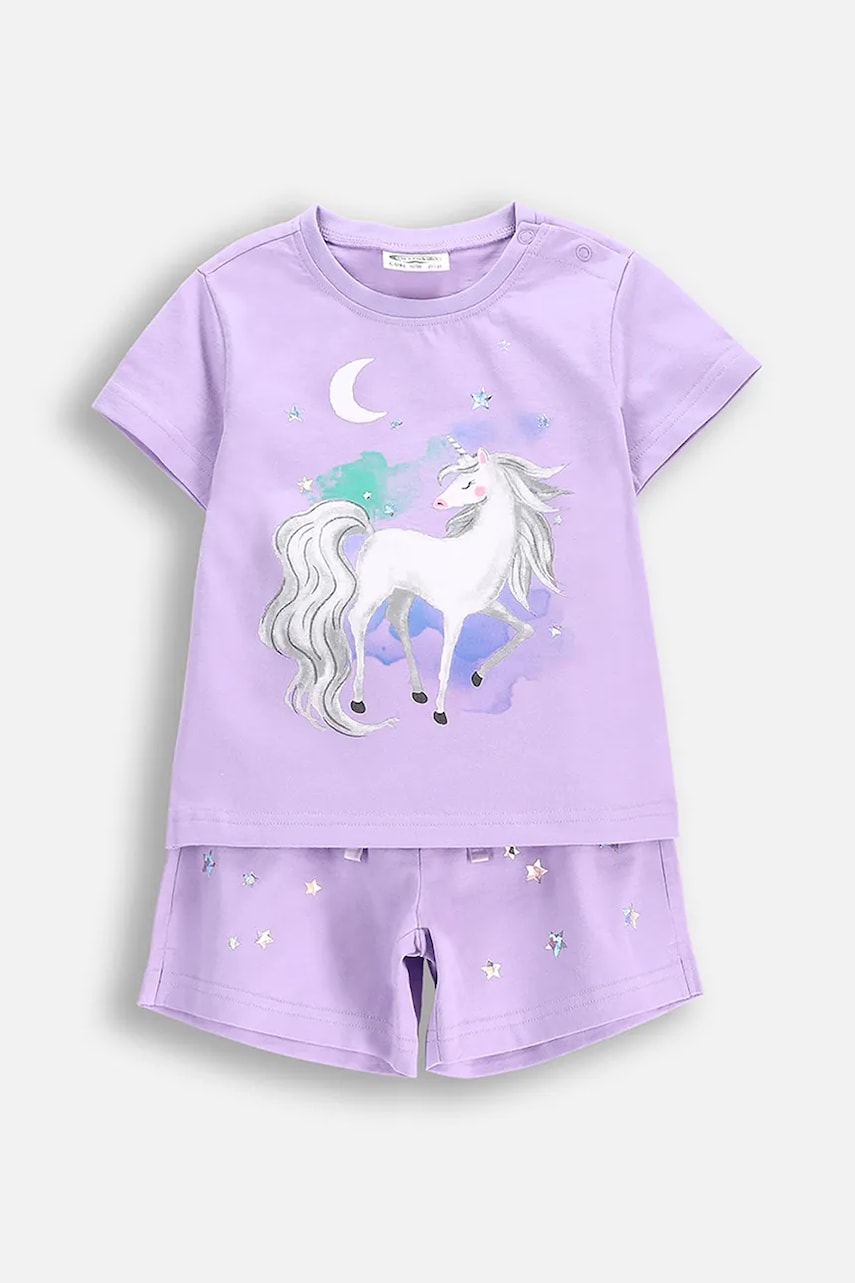 Coccodrillo pijamale de bumbac pentru copii culoarea violet, cu imprimeu, PYJAMAS Coccodrillo pijamale de bumbac pentru copii culoarea violet, cu imprimeu, PYJAMAS