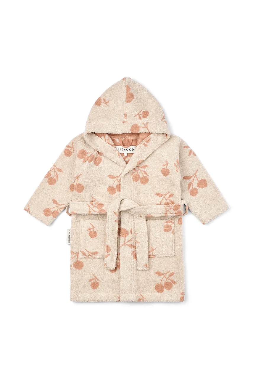 Liewood halat de baie din bumbac pentru copii Lilana Yarn Dyed Bathrobe culoarea bej, LW20018
