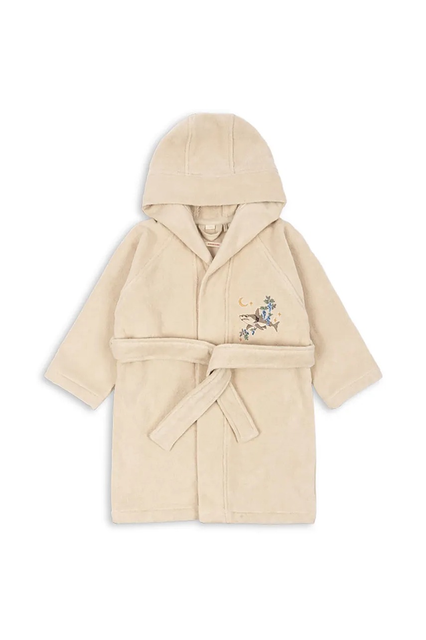 Детский хлопковый халат Konges Sløjd TERRY BATHROBE EMBROIDERY GOTS цвет бежевый KS102808