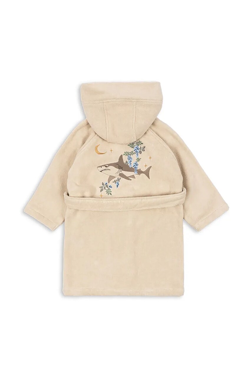 Konges Sløjd halat de baie din bumbac pentru copii TERRY BATHROBE EMBROIDERY GOTS culoarea bej, KS102808