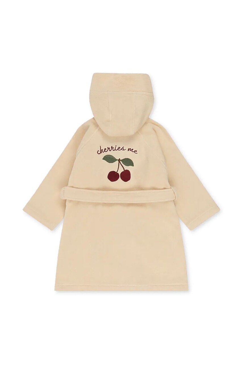 Konges Sløjd halat de baie din bumbac pentru copii TERRY BATHROBE EMBROIDERY GOTS culoarea bej, KS103319
